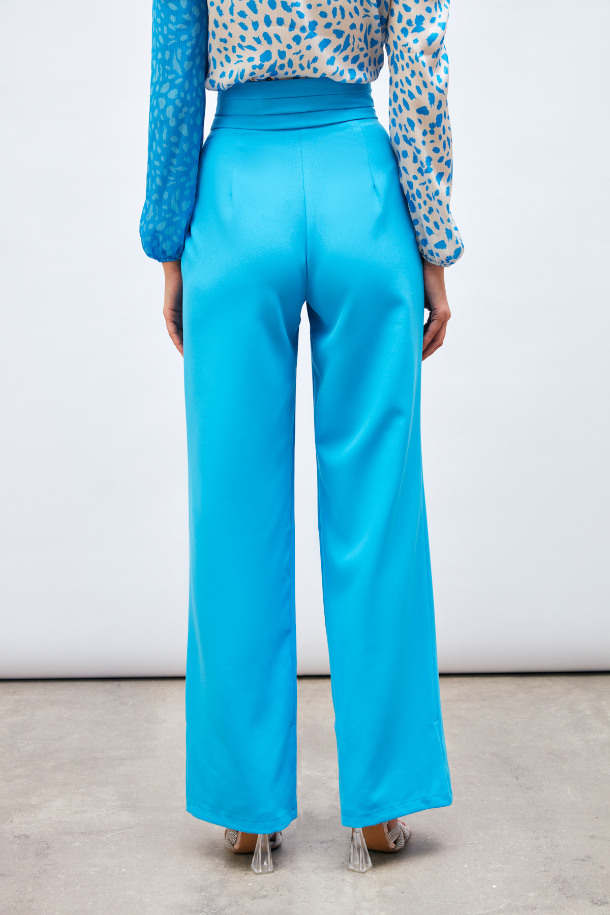 Bel Detaylı Cepli Pantolon - AÇIK MAVİ