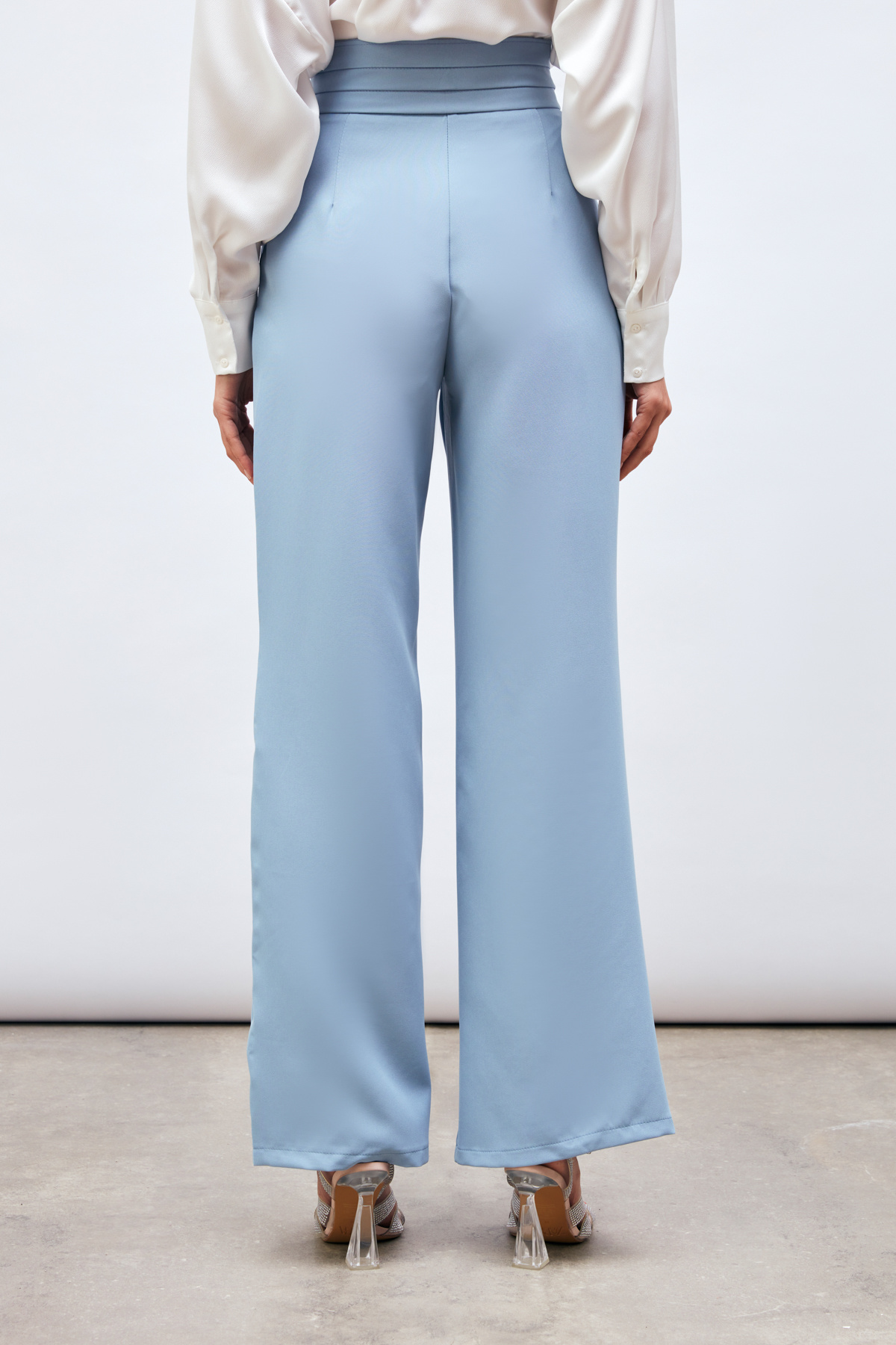 Bel Detaylı Cepli Pantolon - BEBE MAVİ