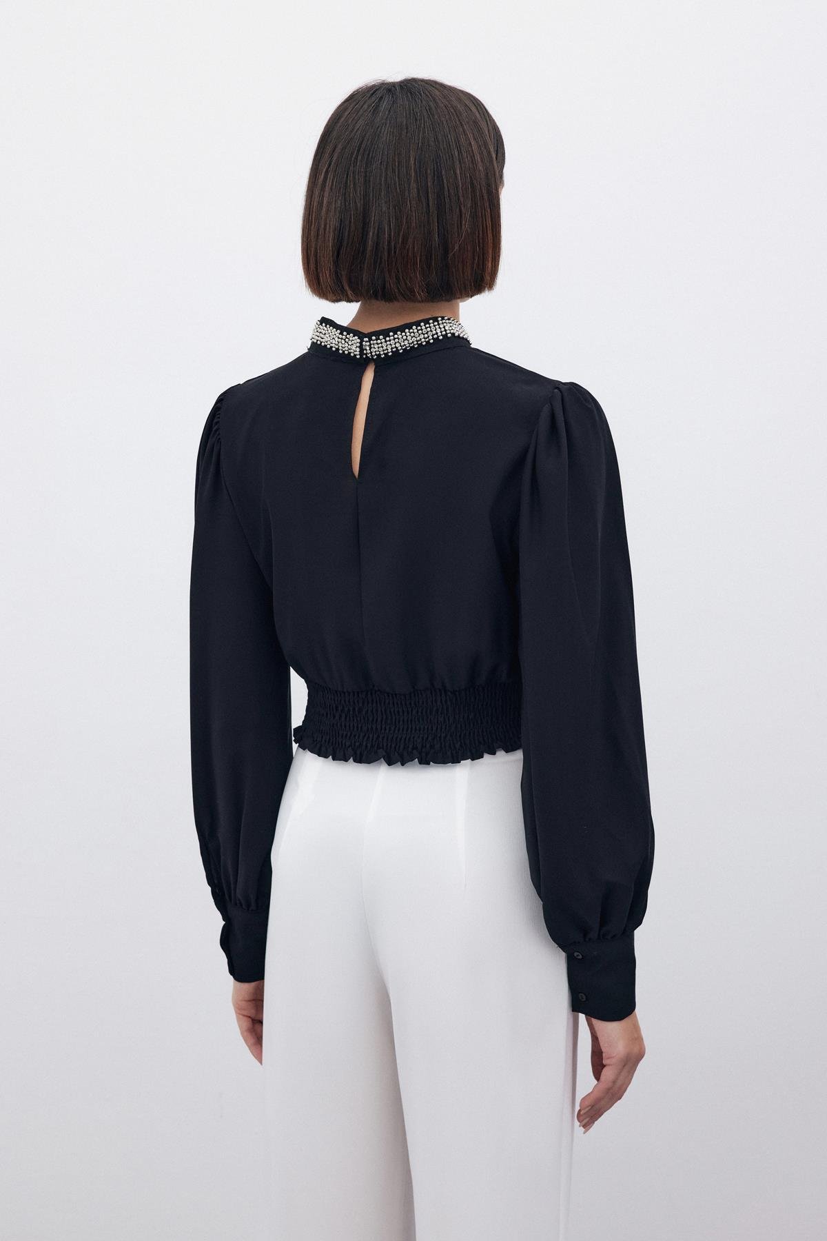 Bel Detaylı Cepli Pantolon - Ekru