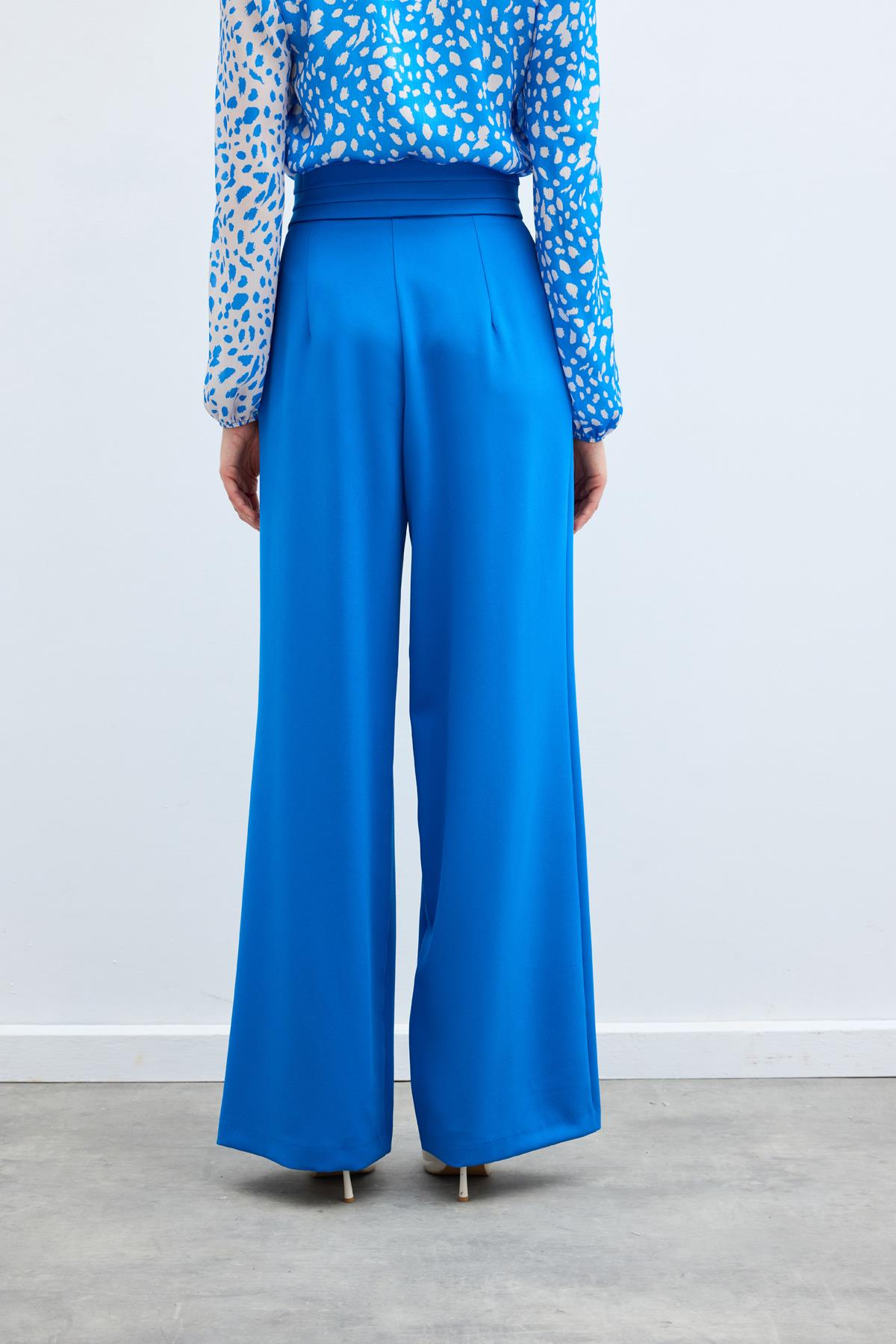 Bel Detaylı Cepli Pantolon - İndigo