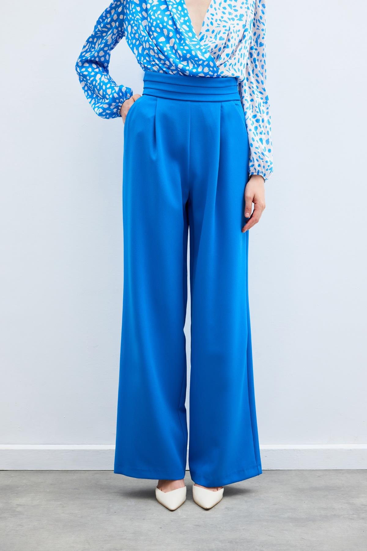 Bel Detaylı Cepli Pantolon - İndigo