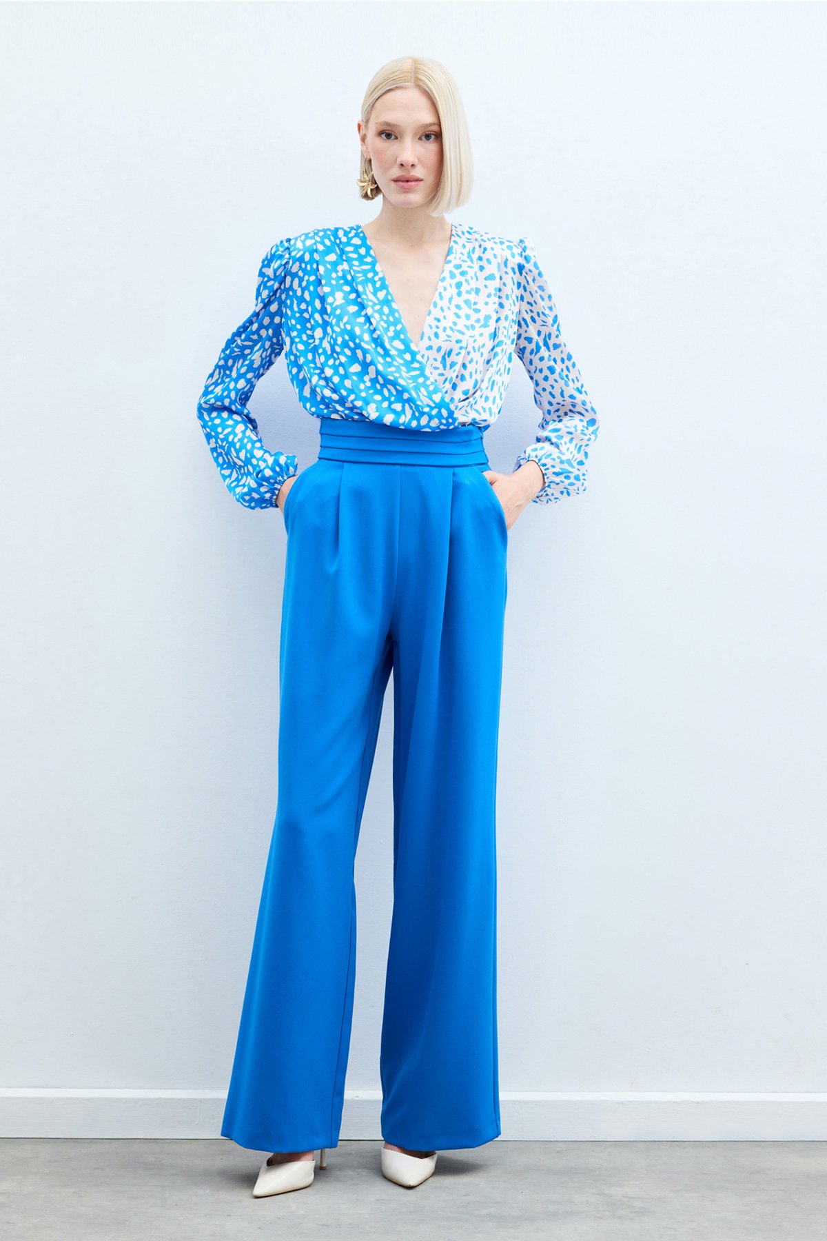 Bel Detaylı Cepli Pantolon - İndigo