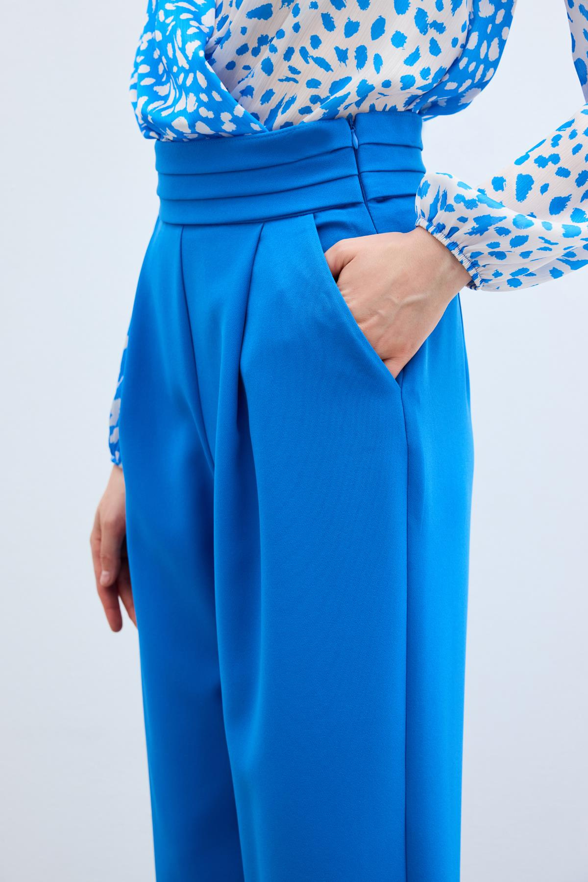 Bel Detaylı Cepli Pantolon - İndigo