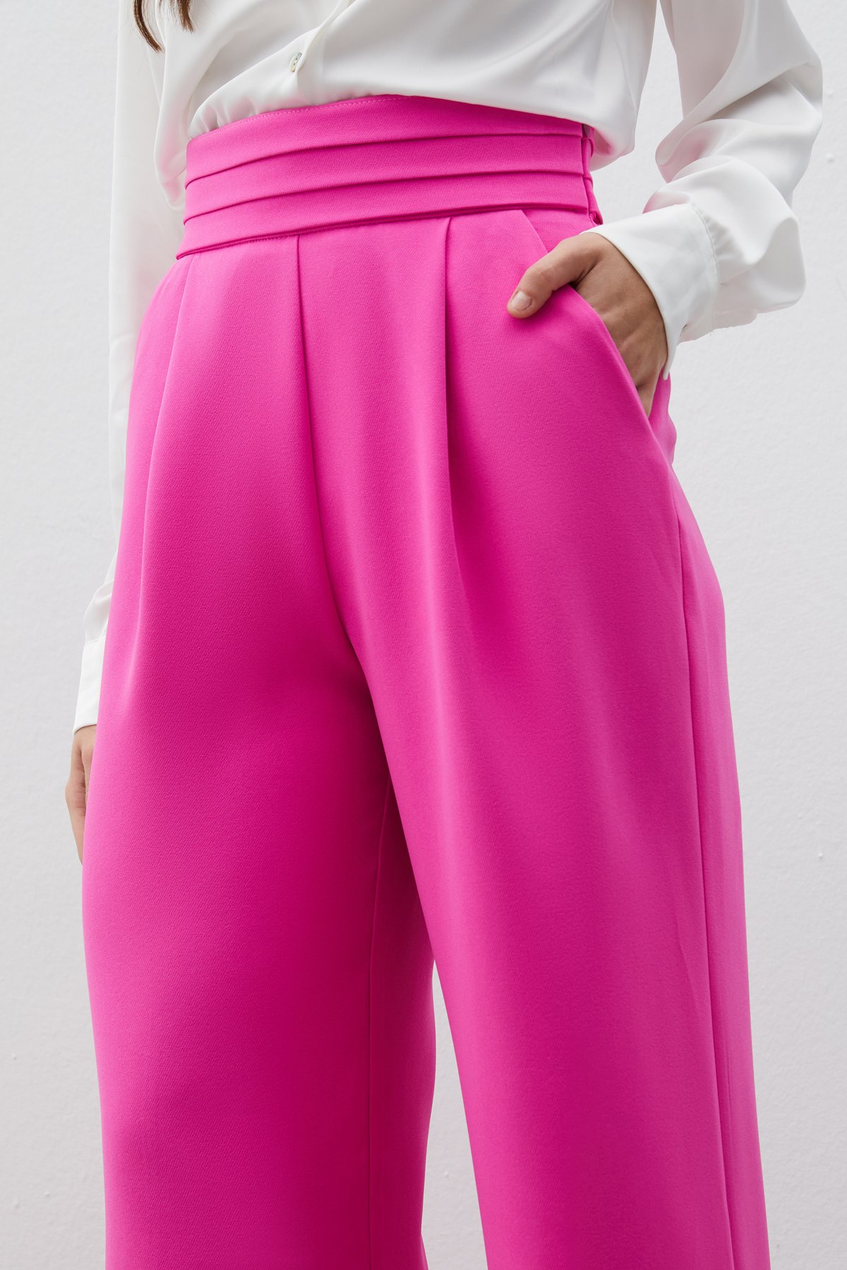 Bel Detaylı Cepli Pantolon - PEMBE