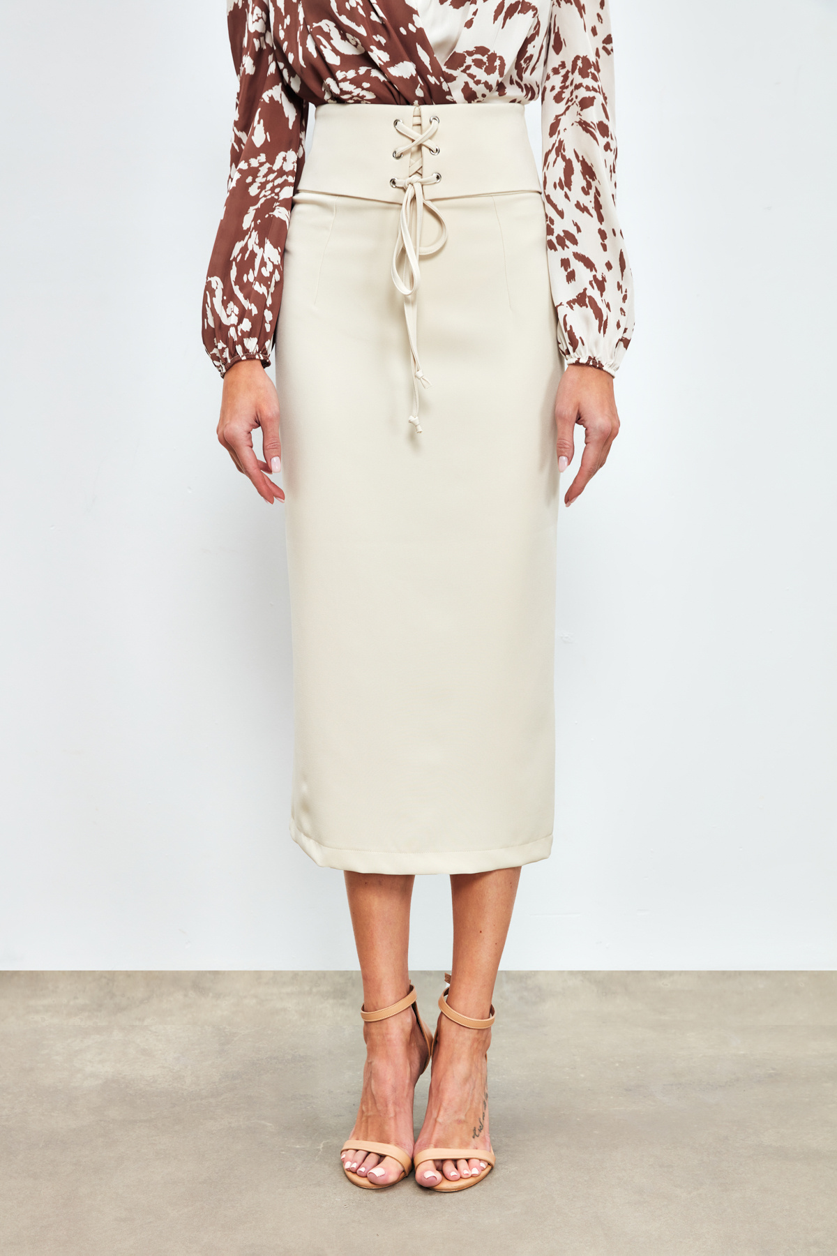 Bel Detaylı Kalem Etek - TAŞ