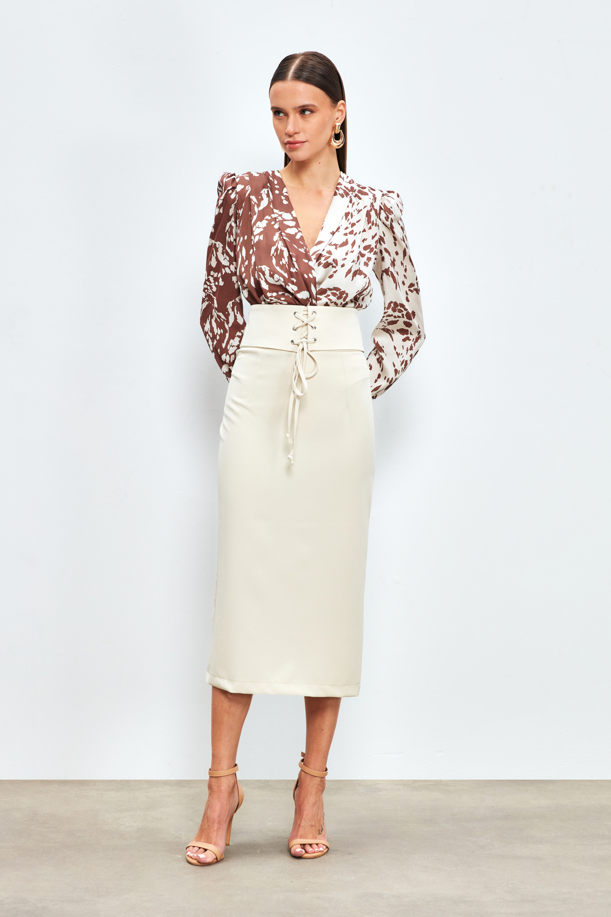 Bel Detaylı Kalem Etek - TAŞ