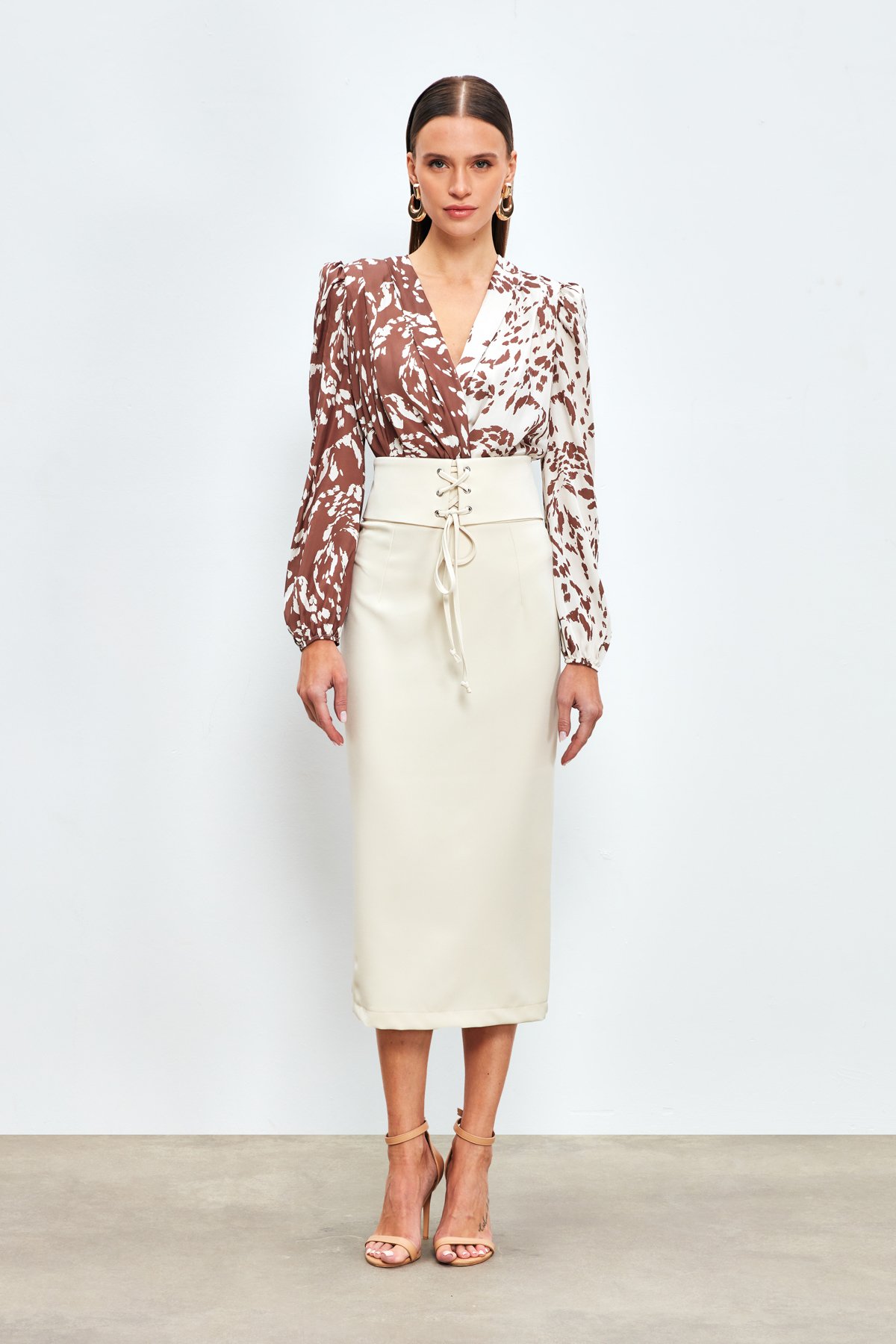 Bel Detaylı Kalem Etek - TAŞ