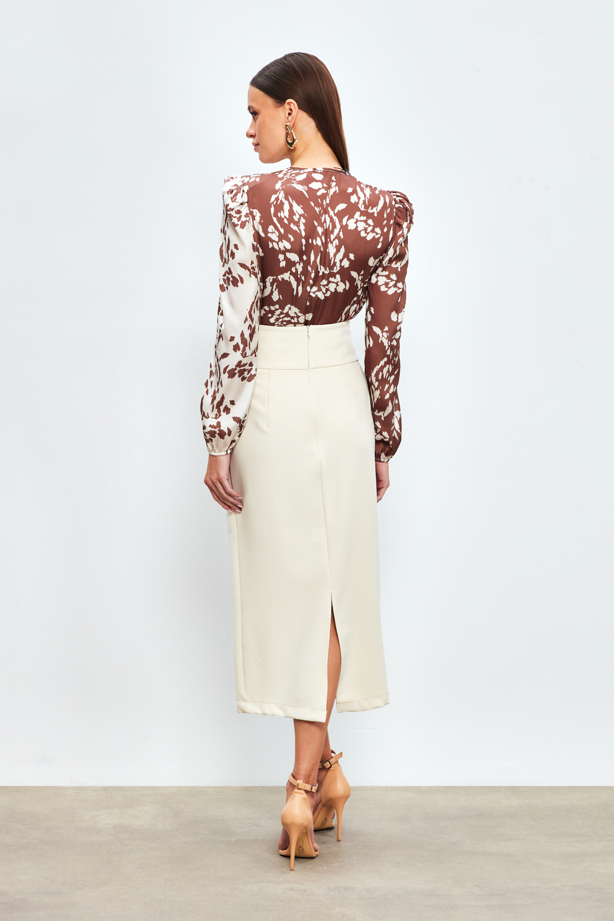 Bel Detaylı Kalem Etek - TAŞ