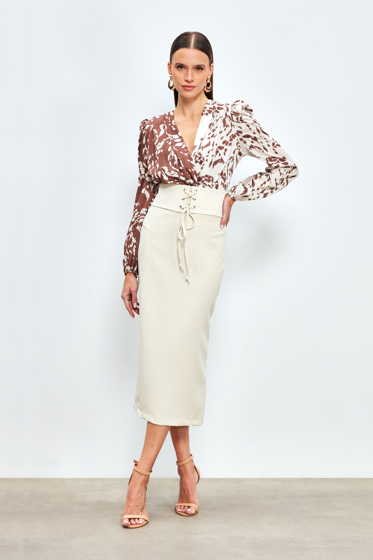 Bel Detaylı Kalem Etek - TAŞ