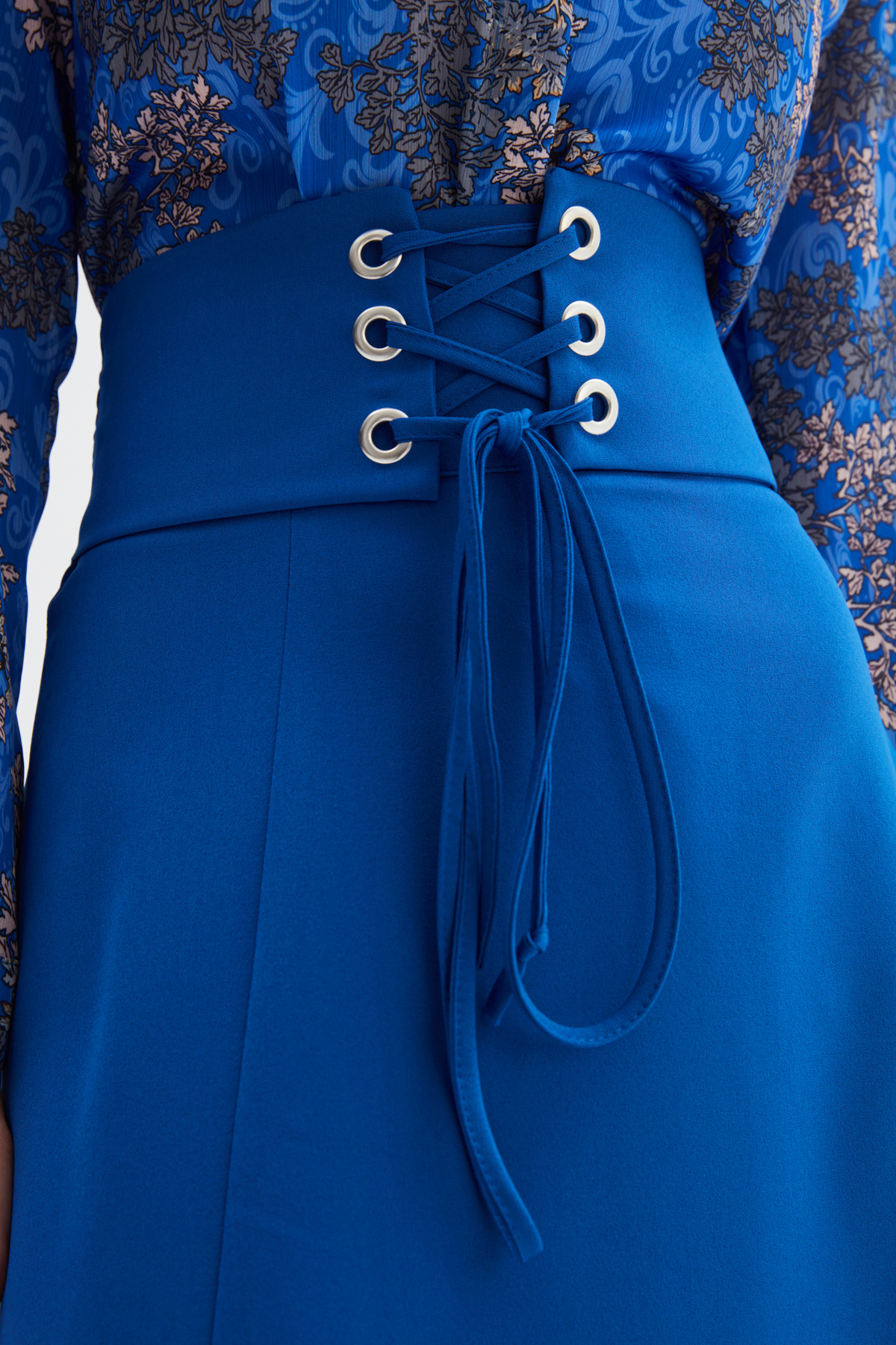 Bel Detaylı Kloş Etek - İNDİGO