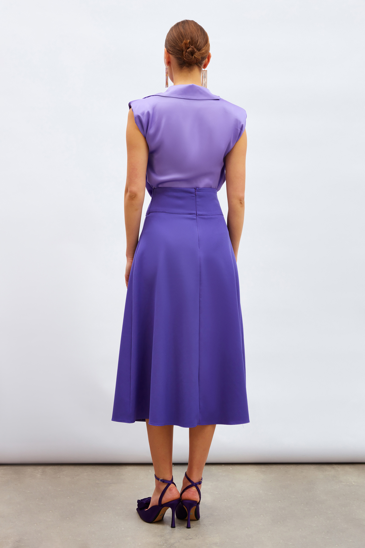 Bel Detaylı Kloş Etek - MOR