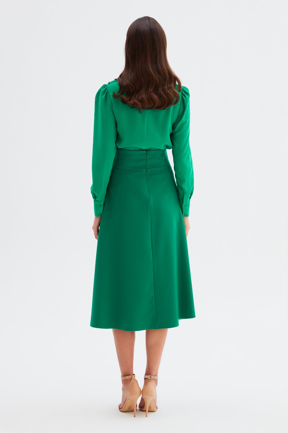 Bel Detaylı Kloş Etek - ZÜMRÜT