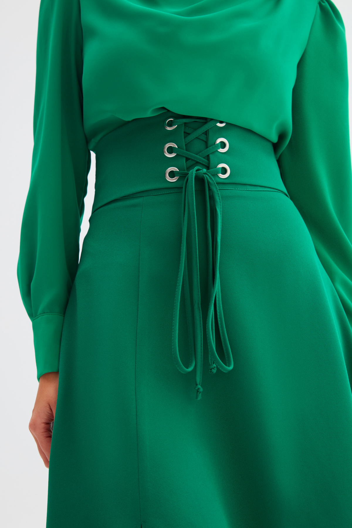 Bel Detaylı Kloş Etek - ZÜMRÜT