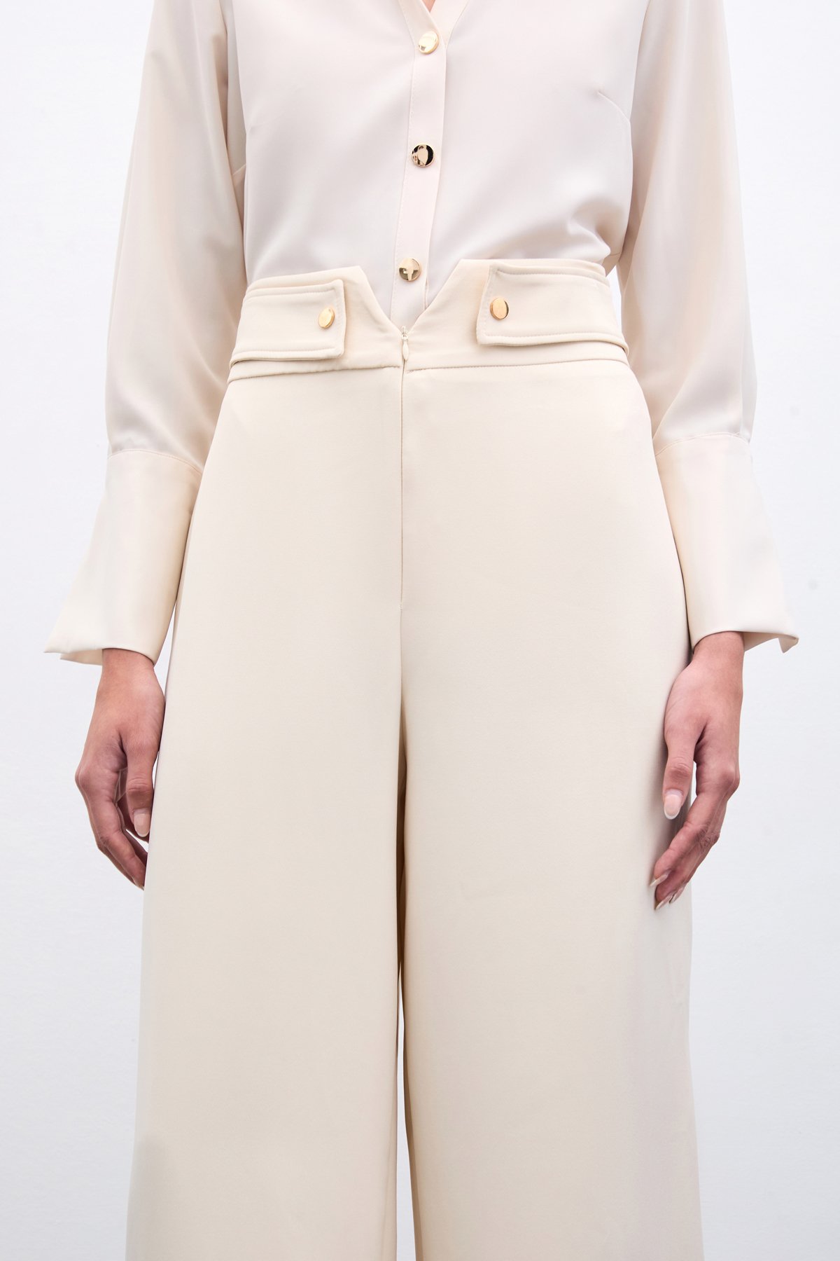 Bel Detaylı Pantolon - Bej