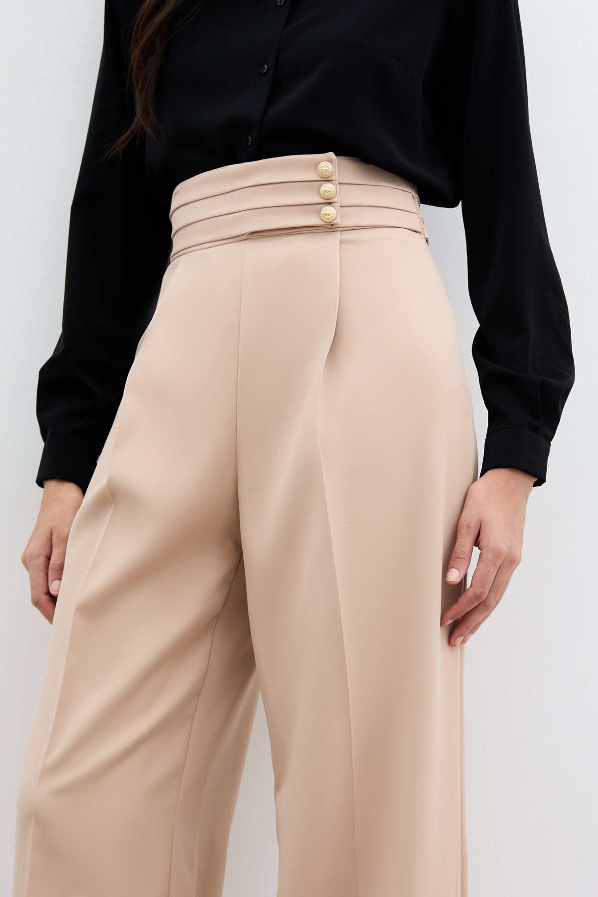 Bel Detaylı Pantolon - Bej