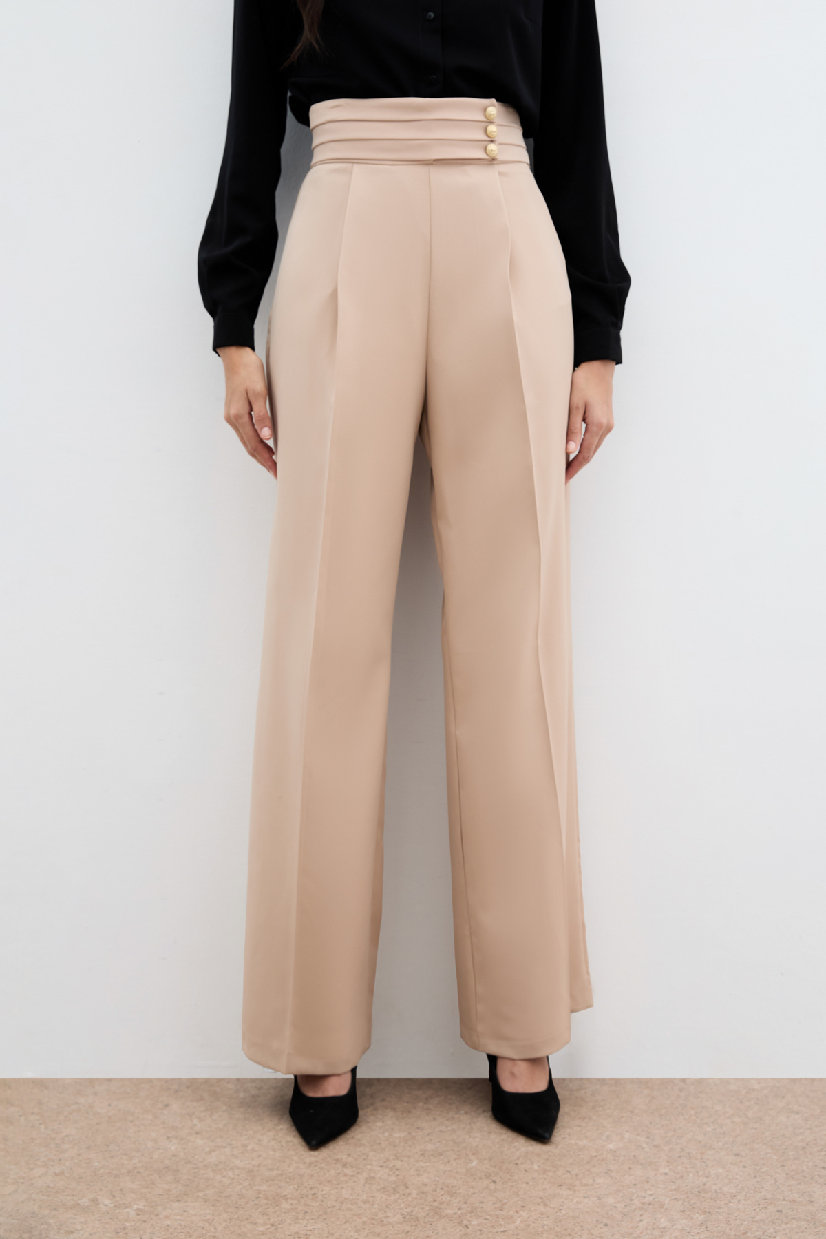 Bel Detaylı Pantolon - Bej