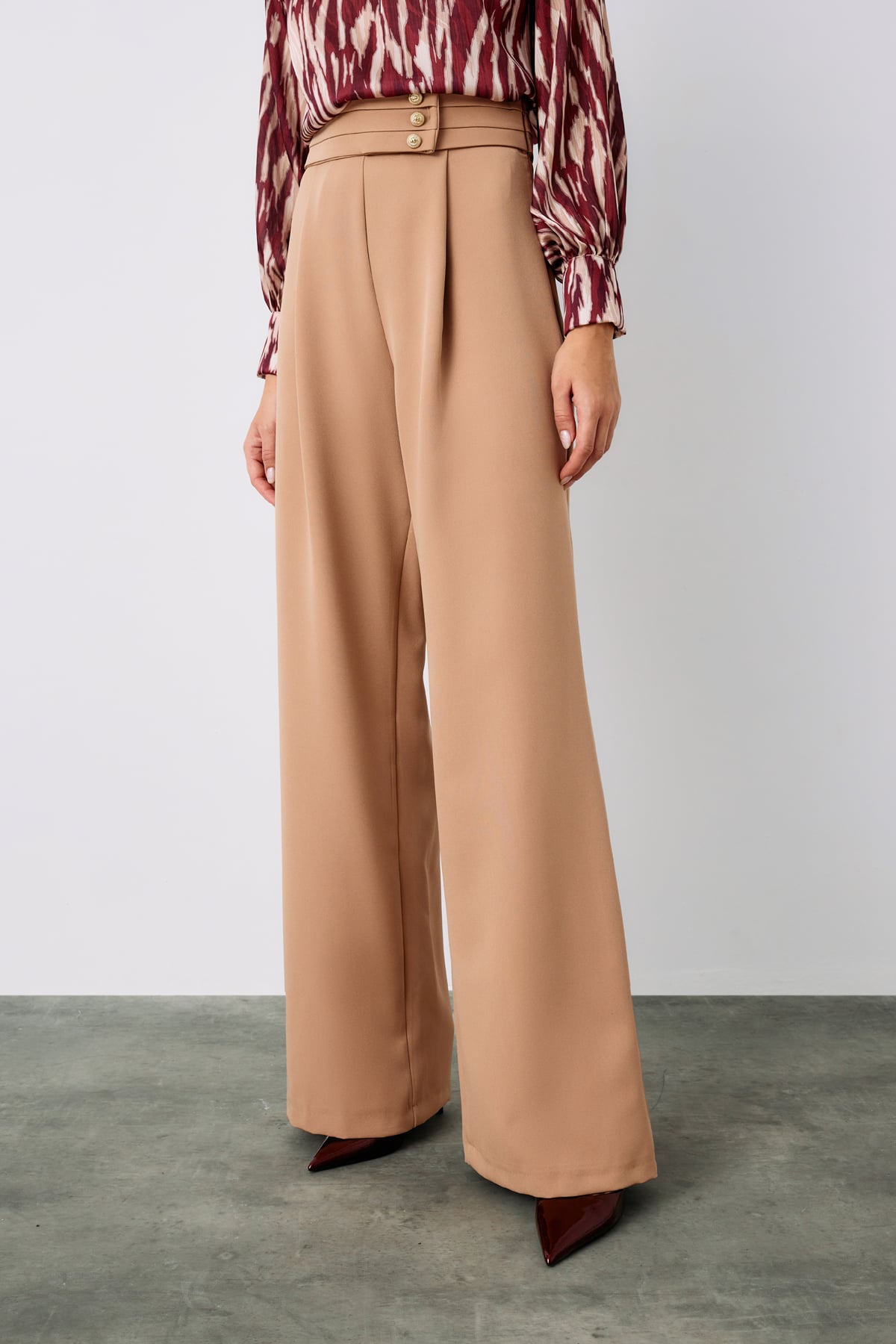 Bel Detaylı Pantolon - CAMEL