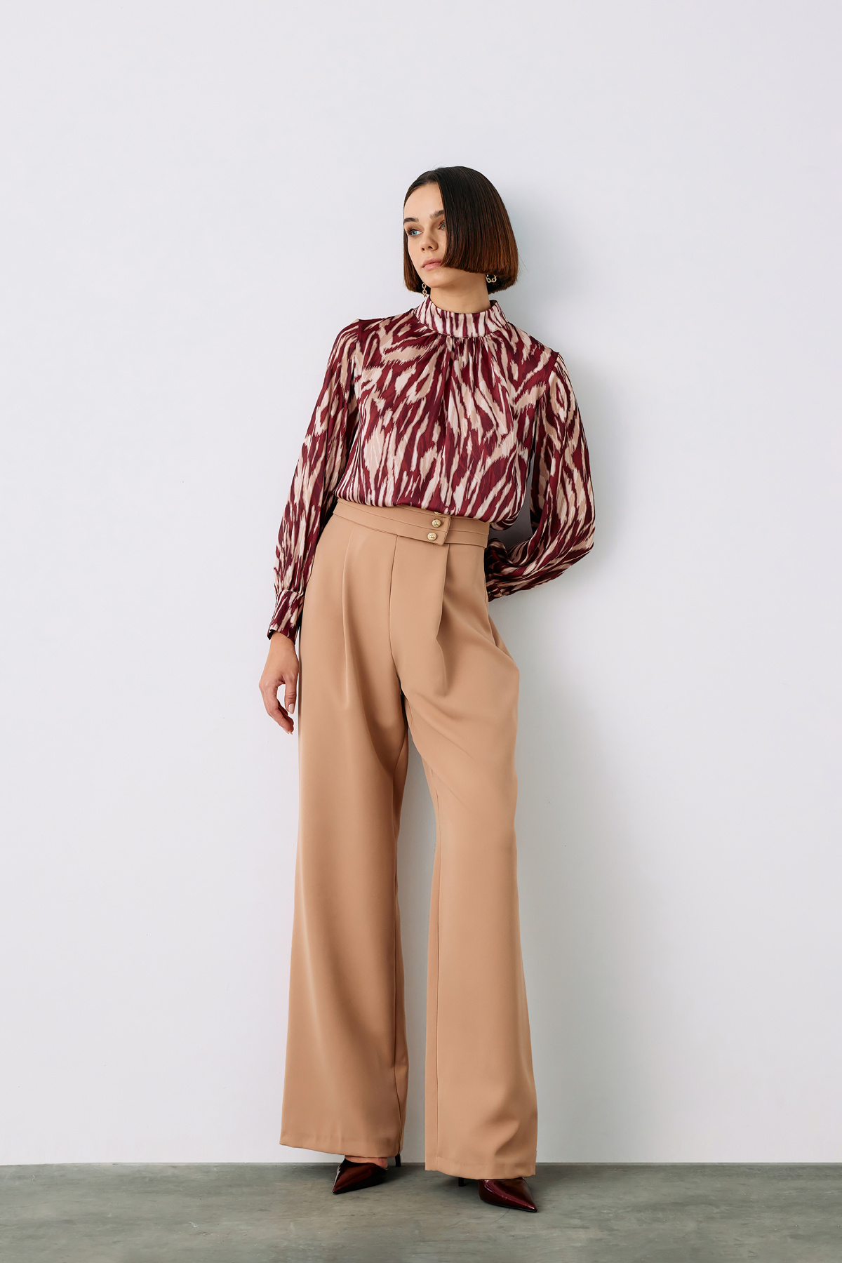 Bel Detaylı Pantolon - CAMEL