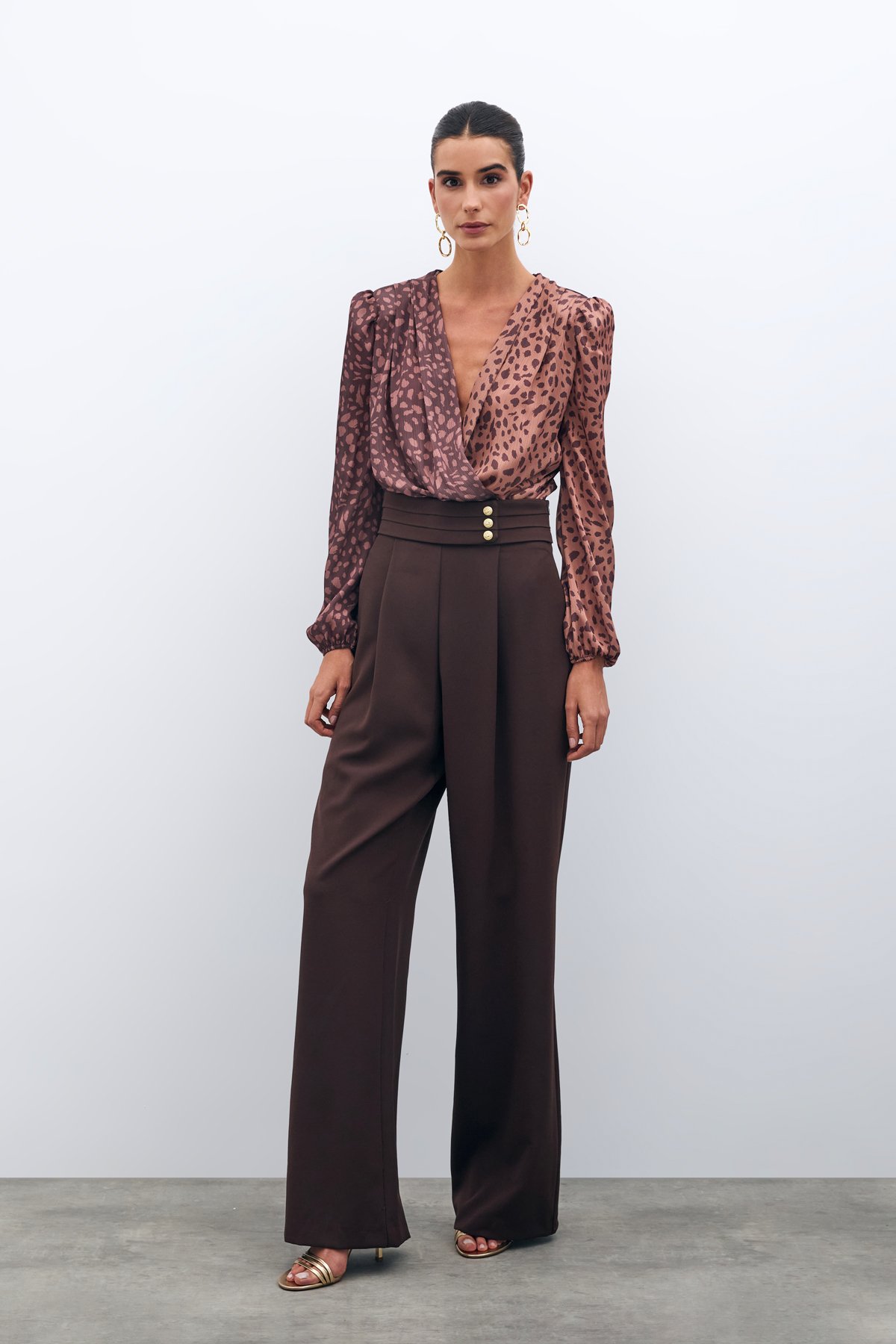 Bel Detaylı Pantolon - KAHVE