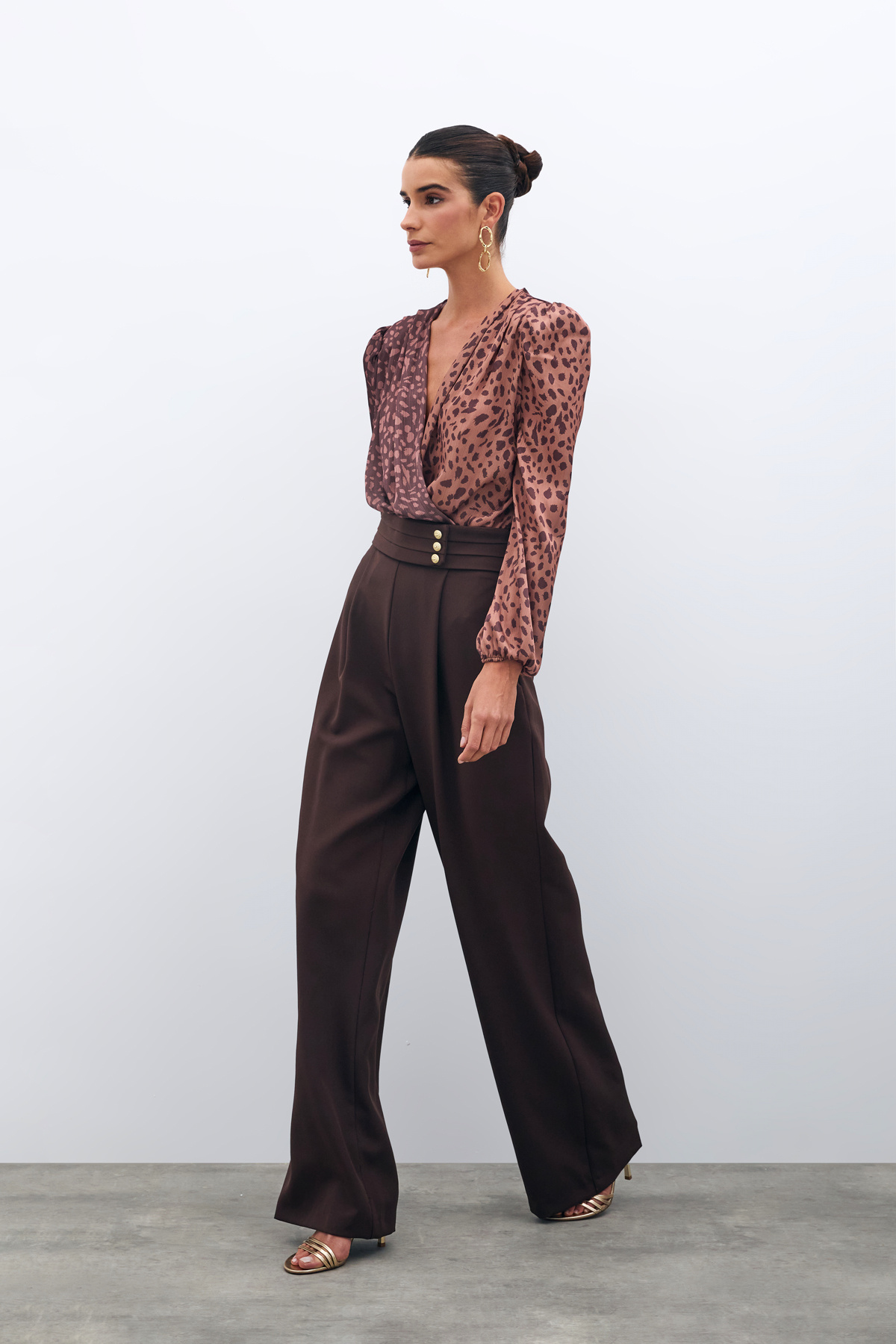 Bel Detaylı Pantolon - KAHVE