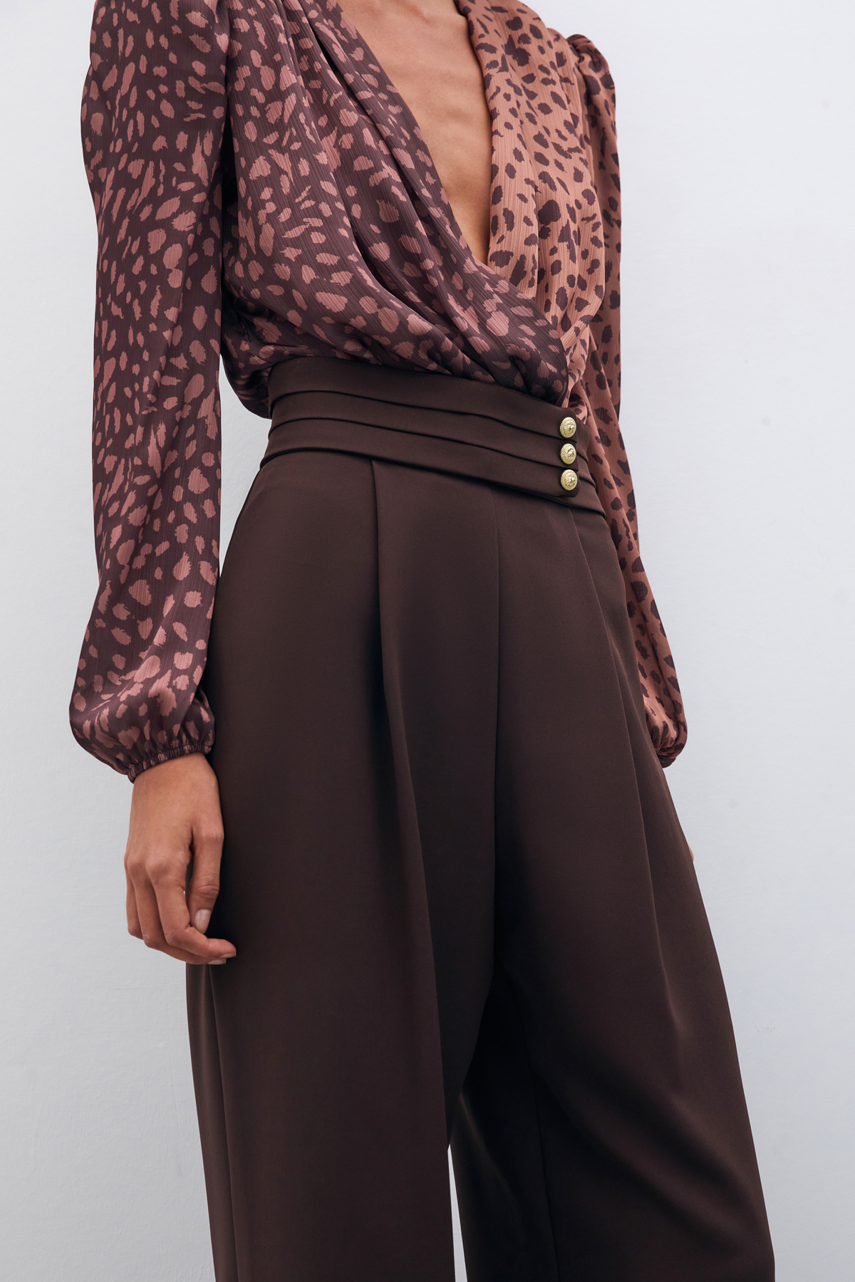 Bel Detaylı Pantolon - KAHVE