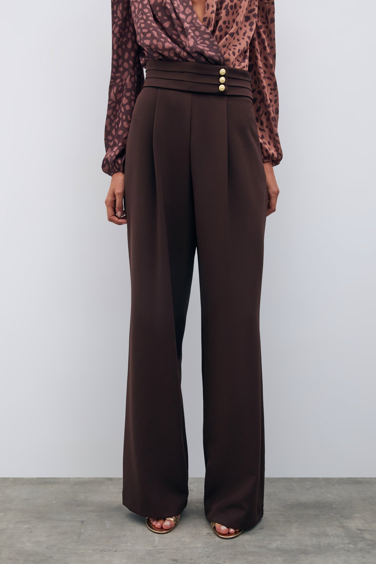 Bel Detaylı Pantolon - KAHVE