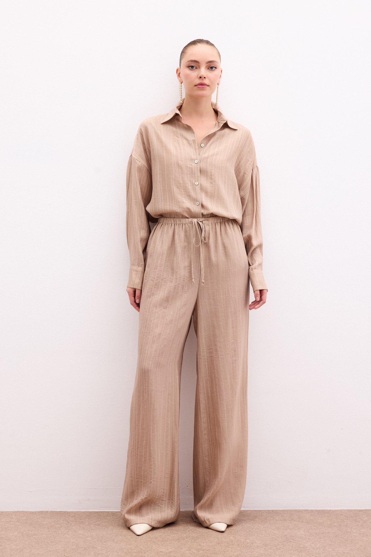 Bel Lastikli Pantolon - Camel