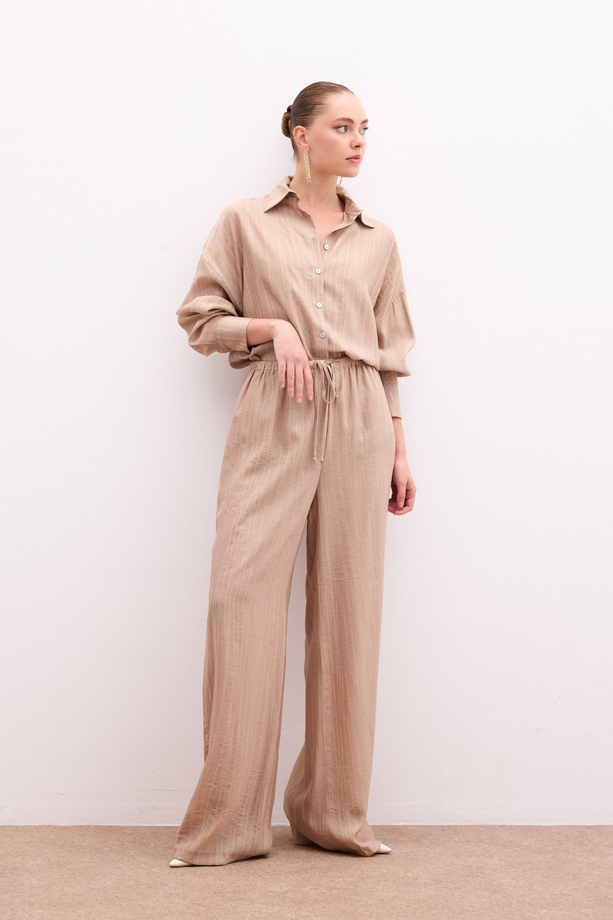 Bel Lastikli Pantolon - Camel