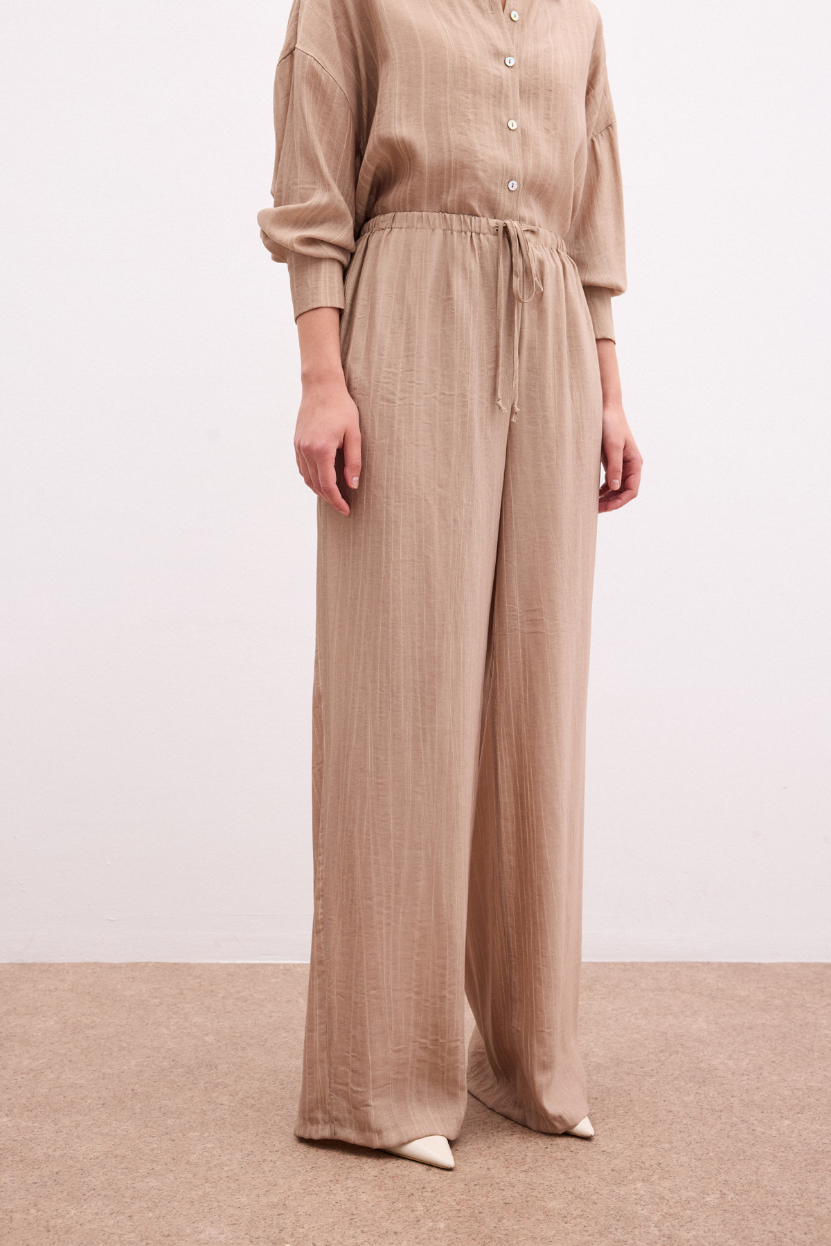 Bel Lastikli Pantolon - Camel