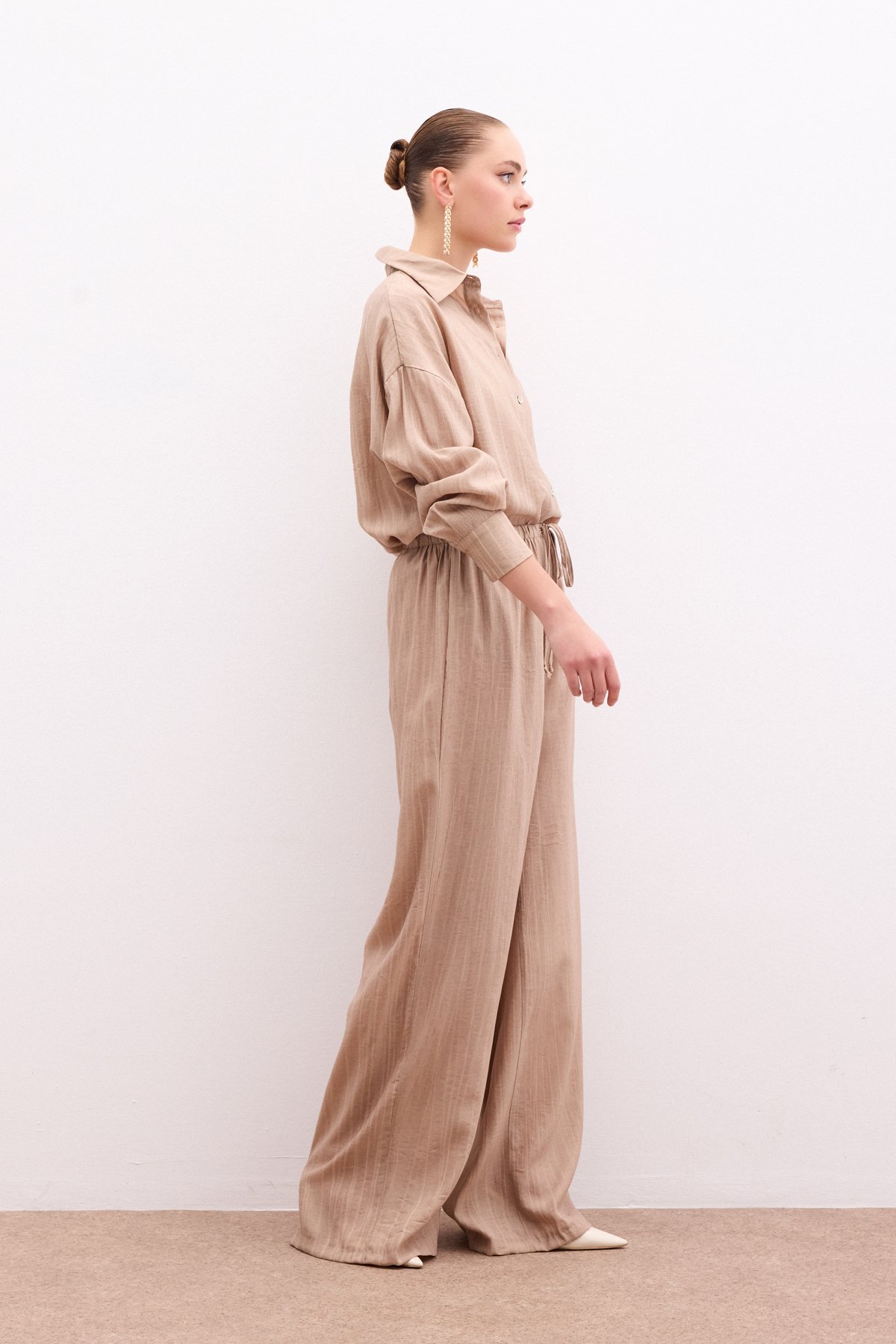 Bel Lastikli Pantolon - Camel