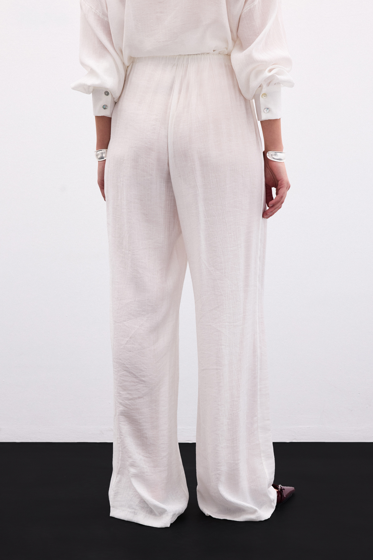 Bel Lastikli Pantolon - Ekru