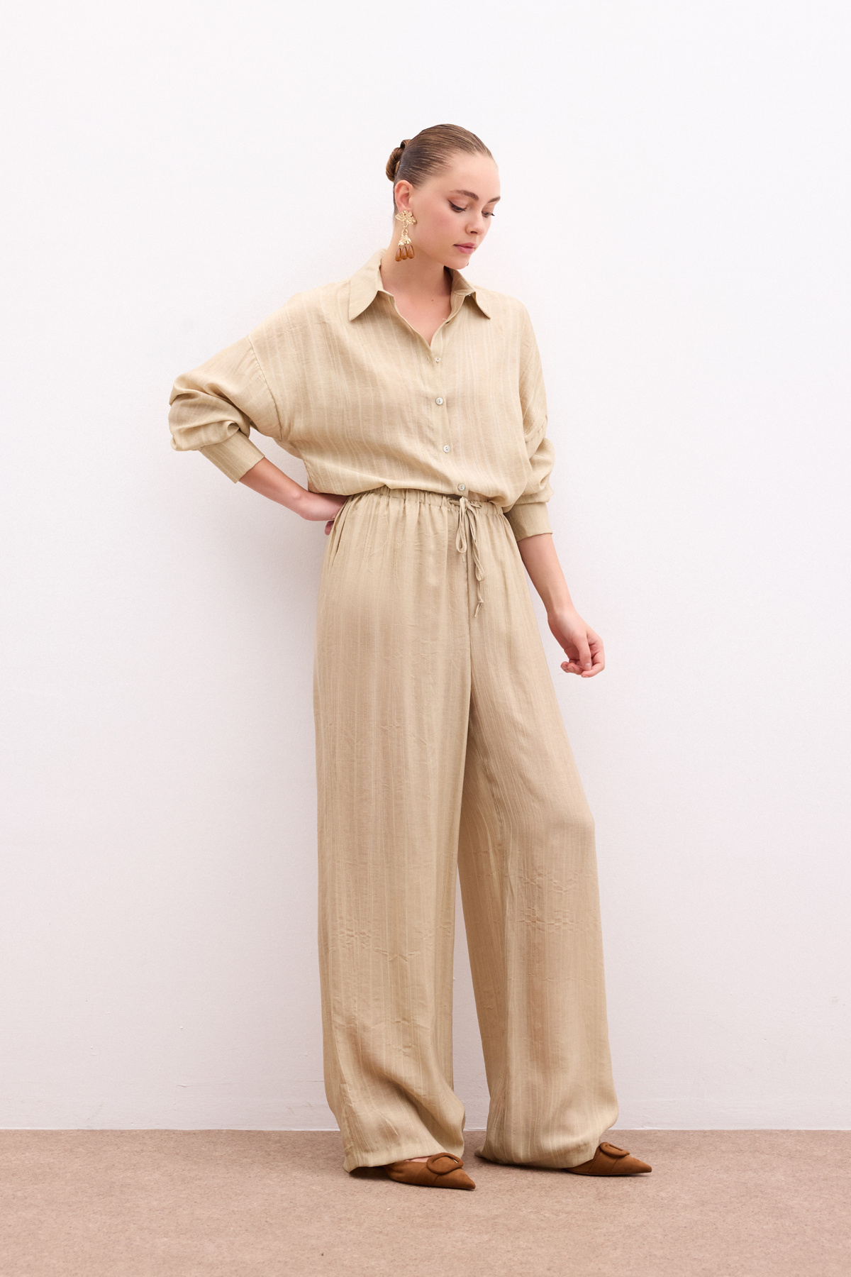 Bel Lastikli Pantolon - Haki