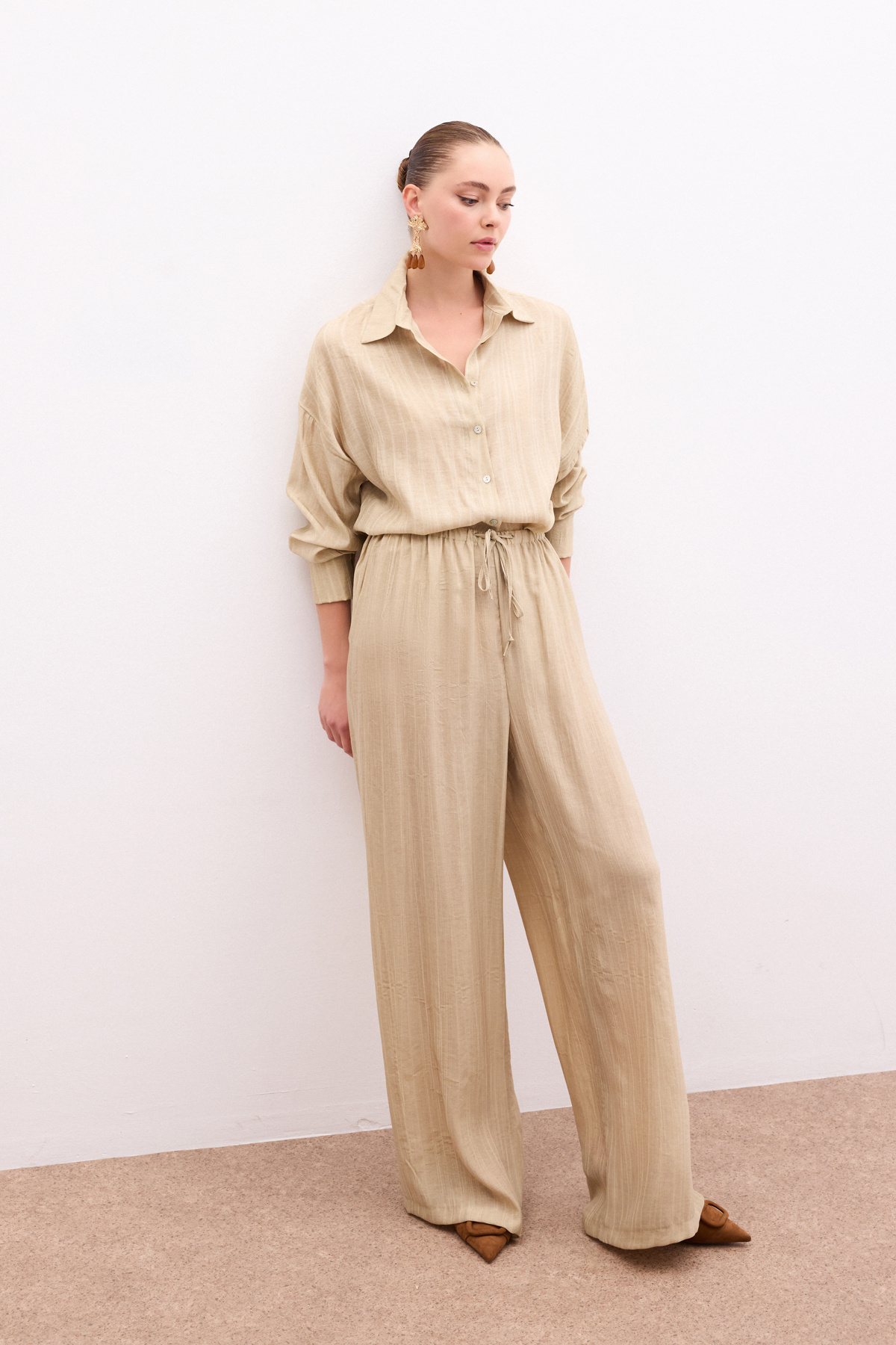 Bel Lastikli Pantolon - Haki