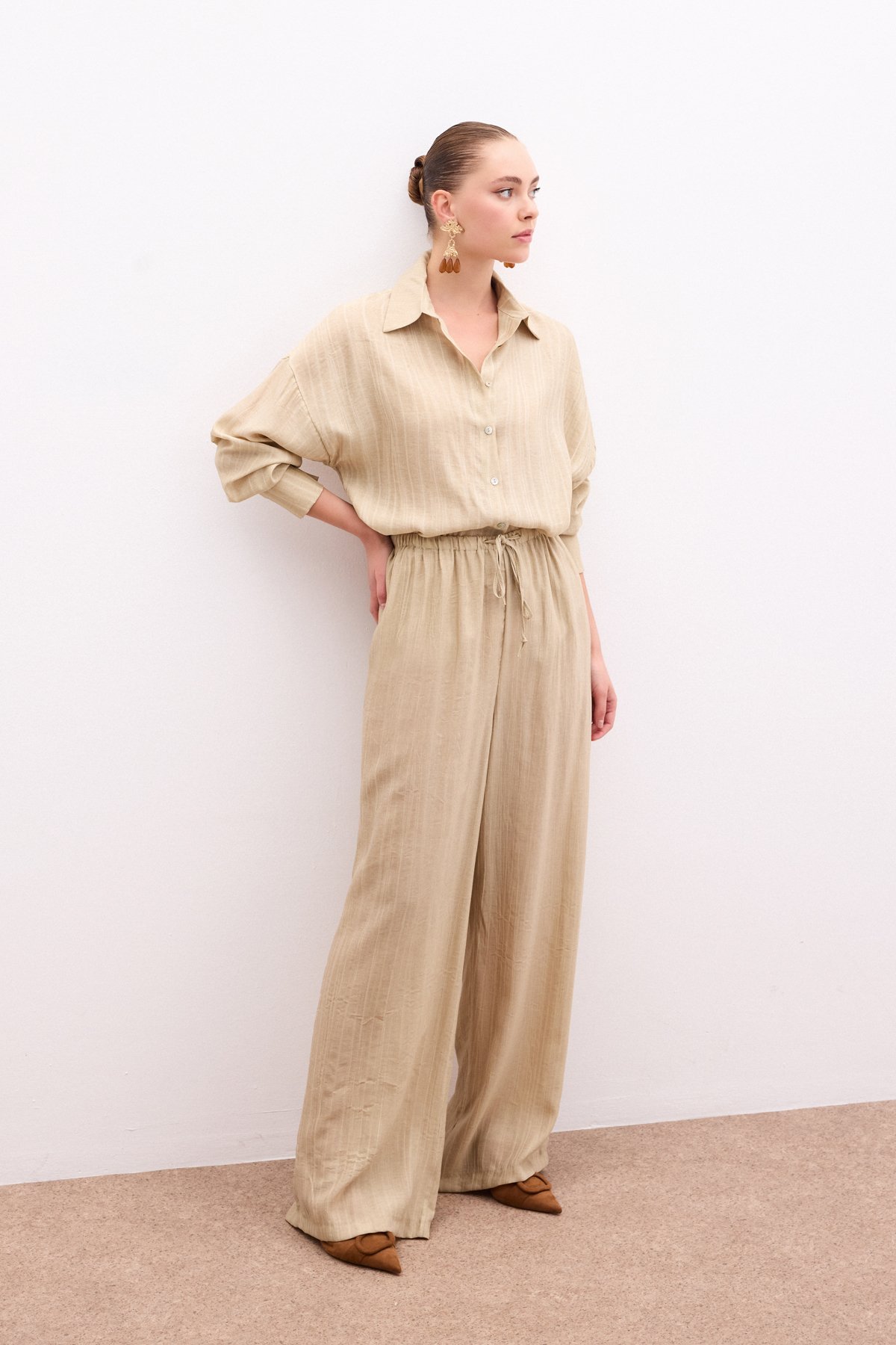 Bel Lastikli Pantolon - Haki