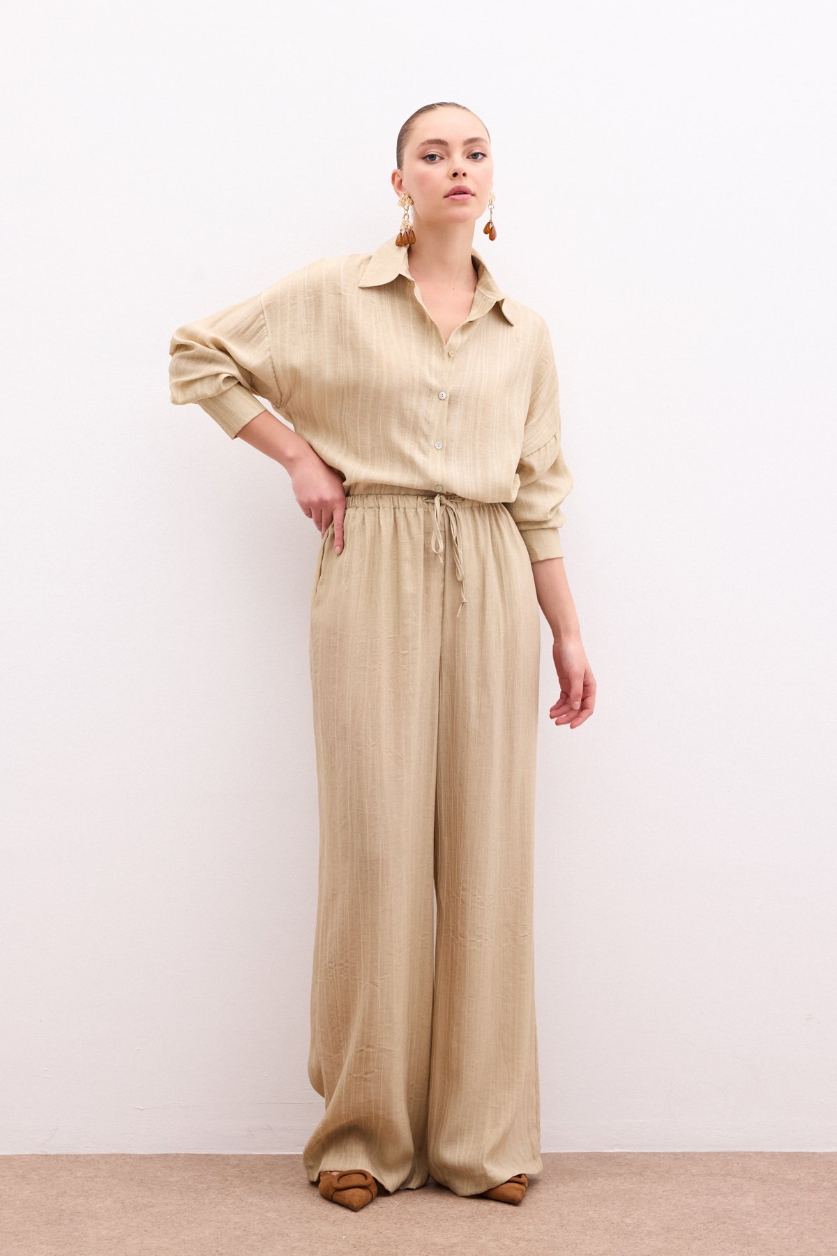 Bel Lastikli Pantolon - Haki