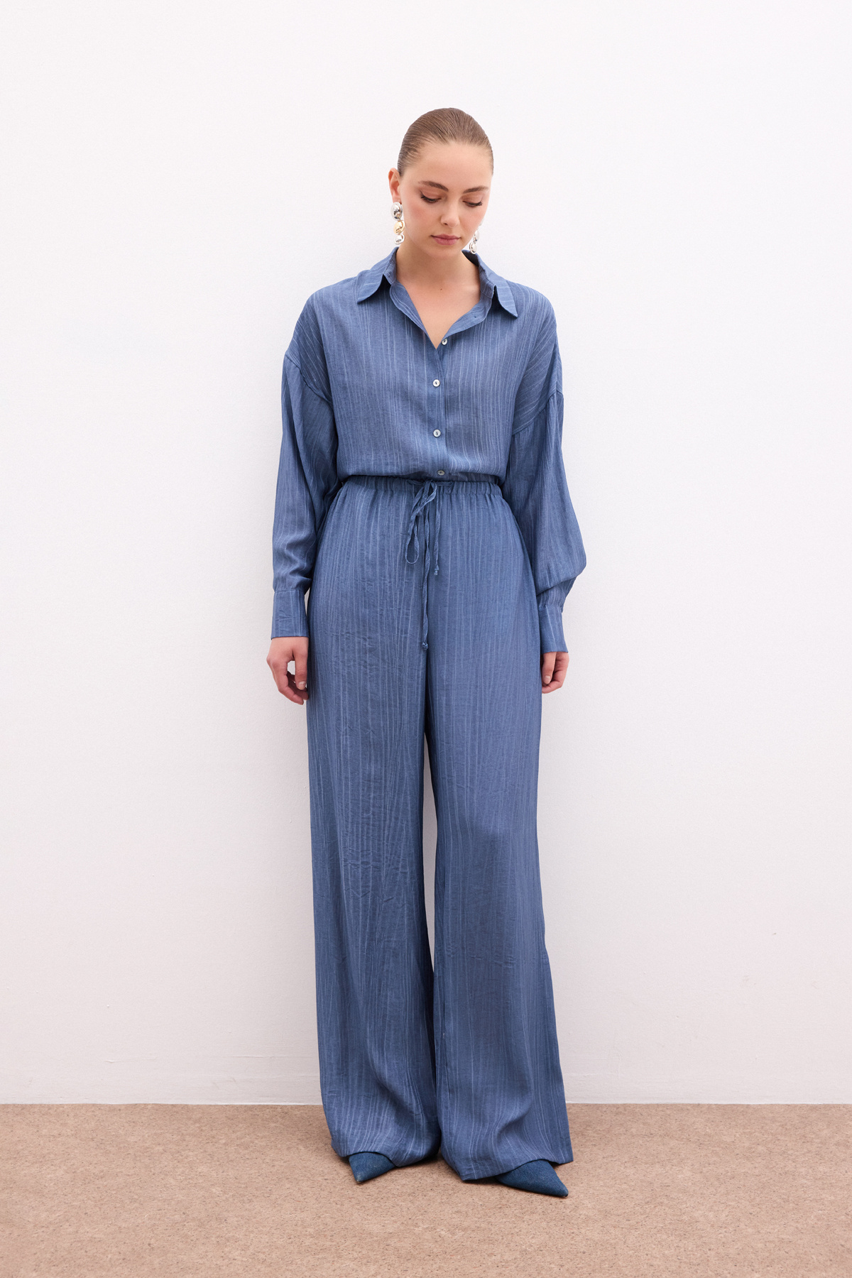 Bel Lastikli Pantolon - İndigo