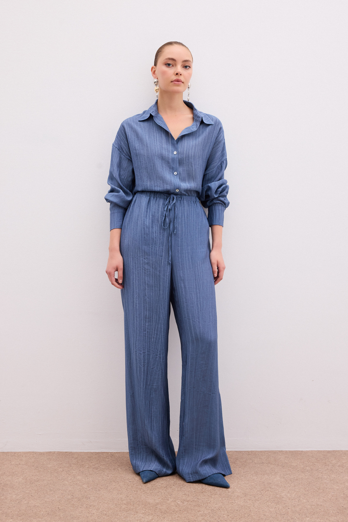 Bel Lastikli Pantolon - İndigo