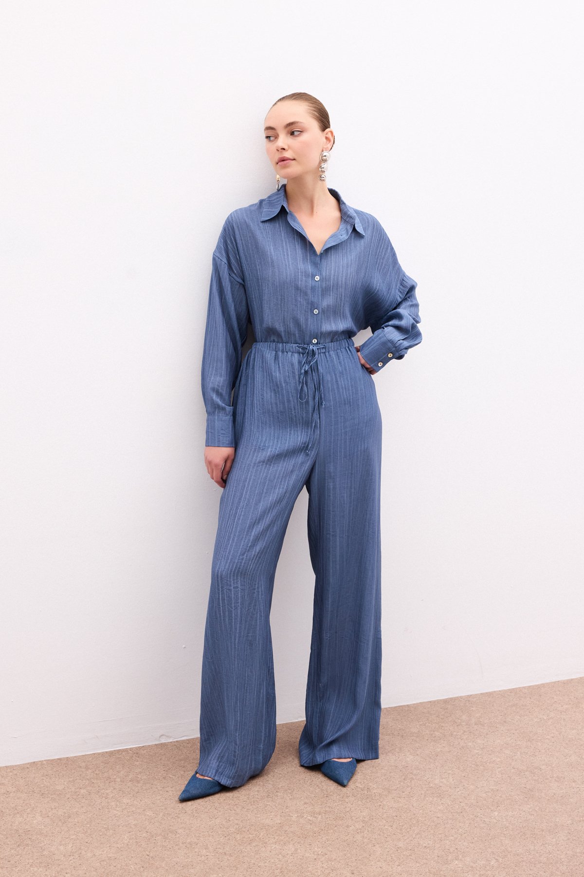 Bel Lastikli Pantolon - İndigo