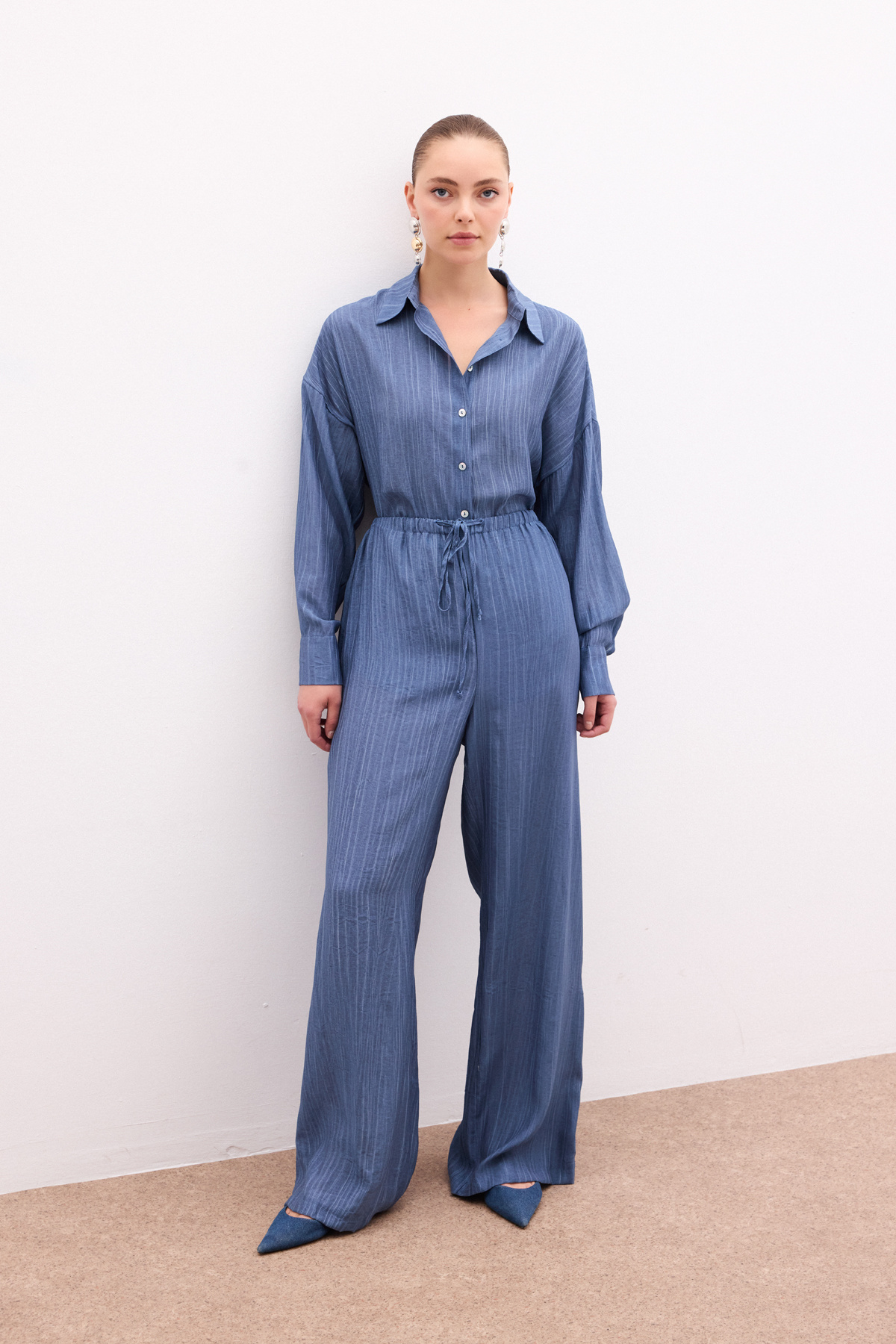 Bel Lastikli Pantolon - İndigo