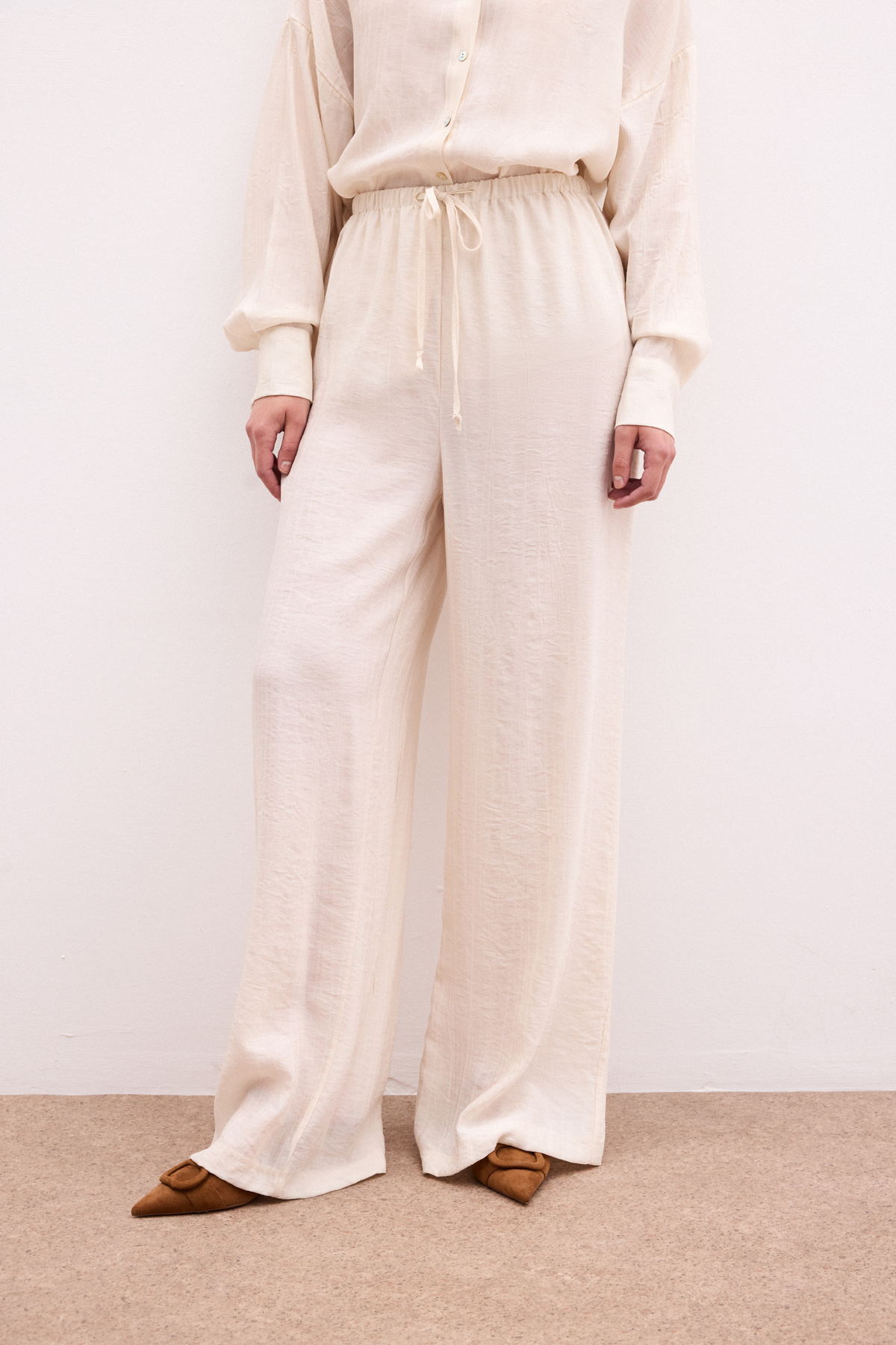 Bel Lastikli Pantolon - Taş