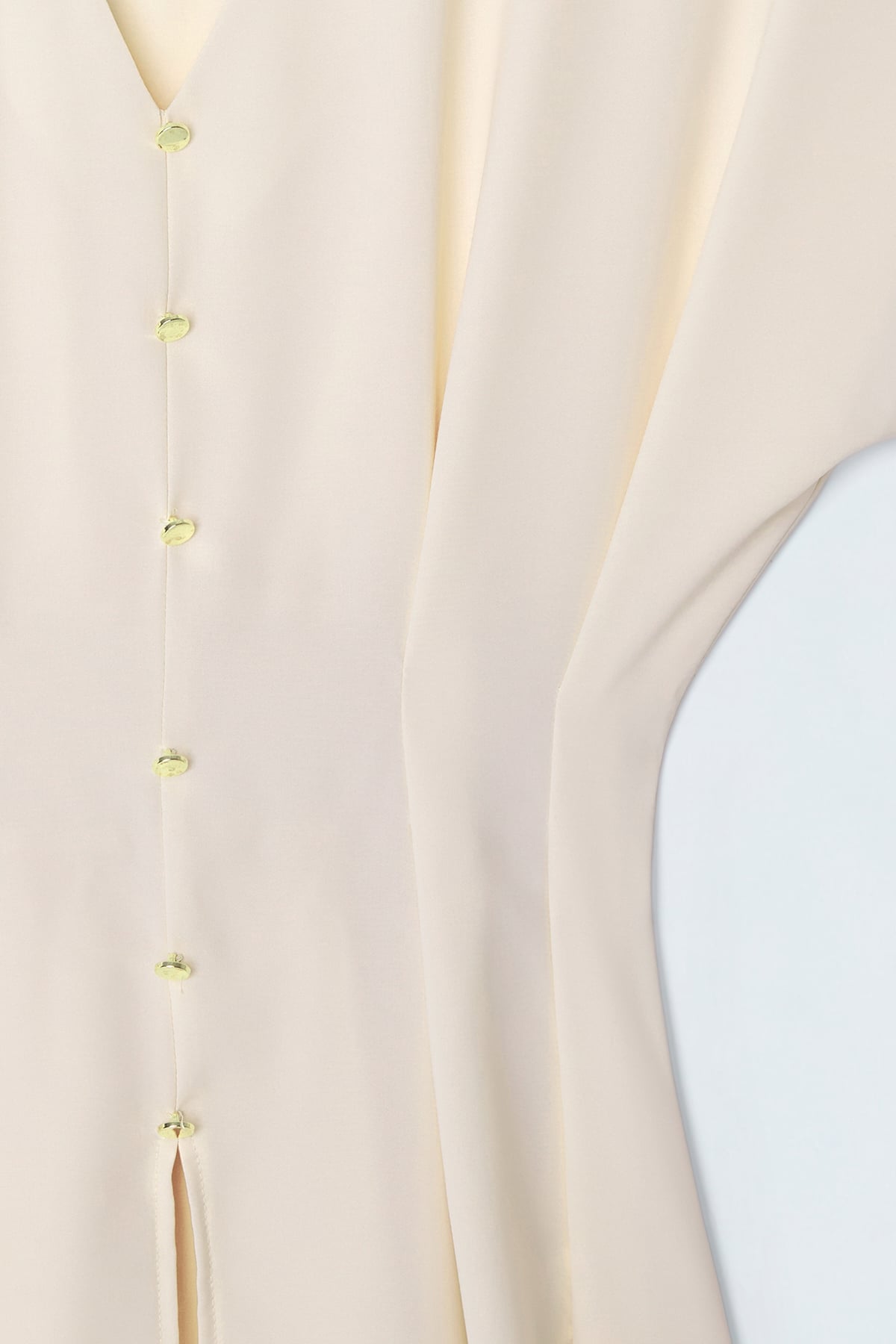 Waist-Defining Short Sleeve Blouse - Beıge