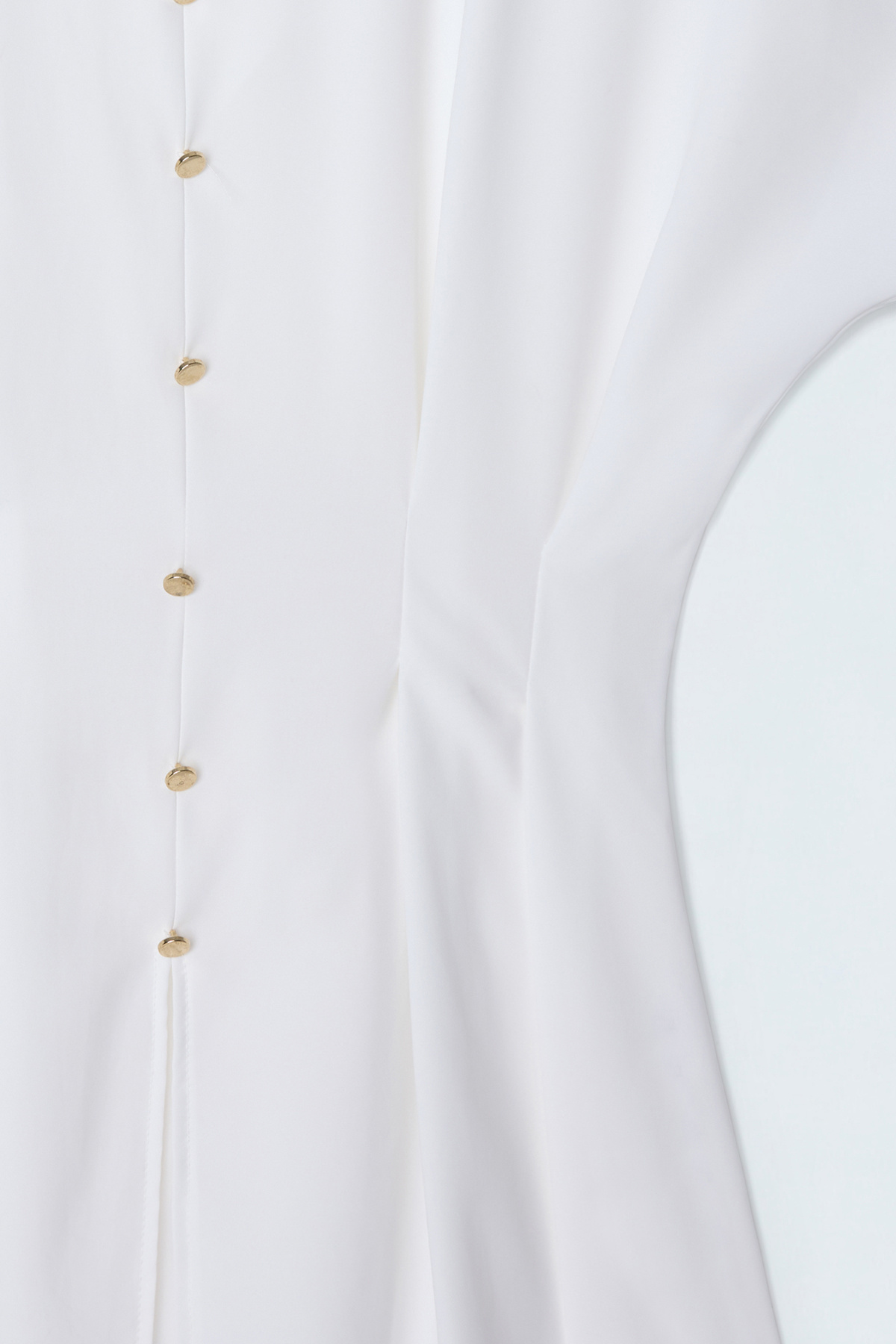 Waist-Defining Short Sleeve Blouse - Ecru