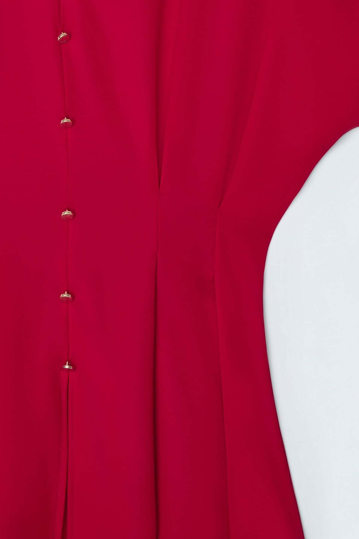 Waist-Defining Short Sleeve Blouse - Red