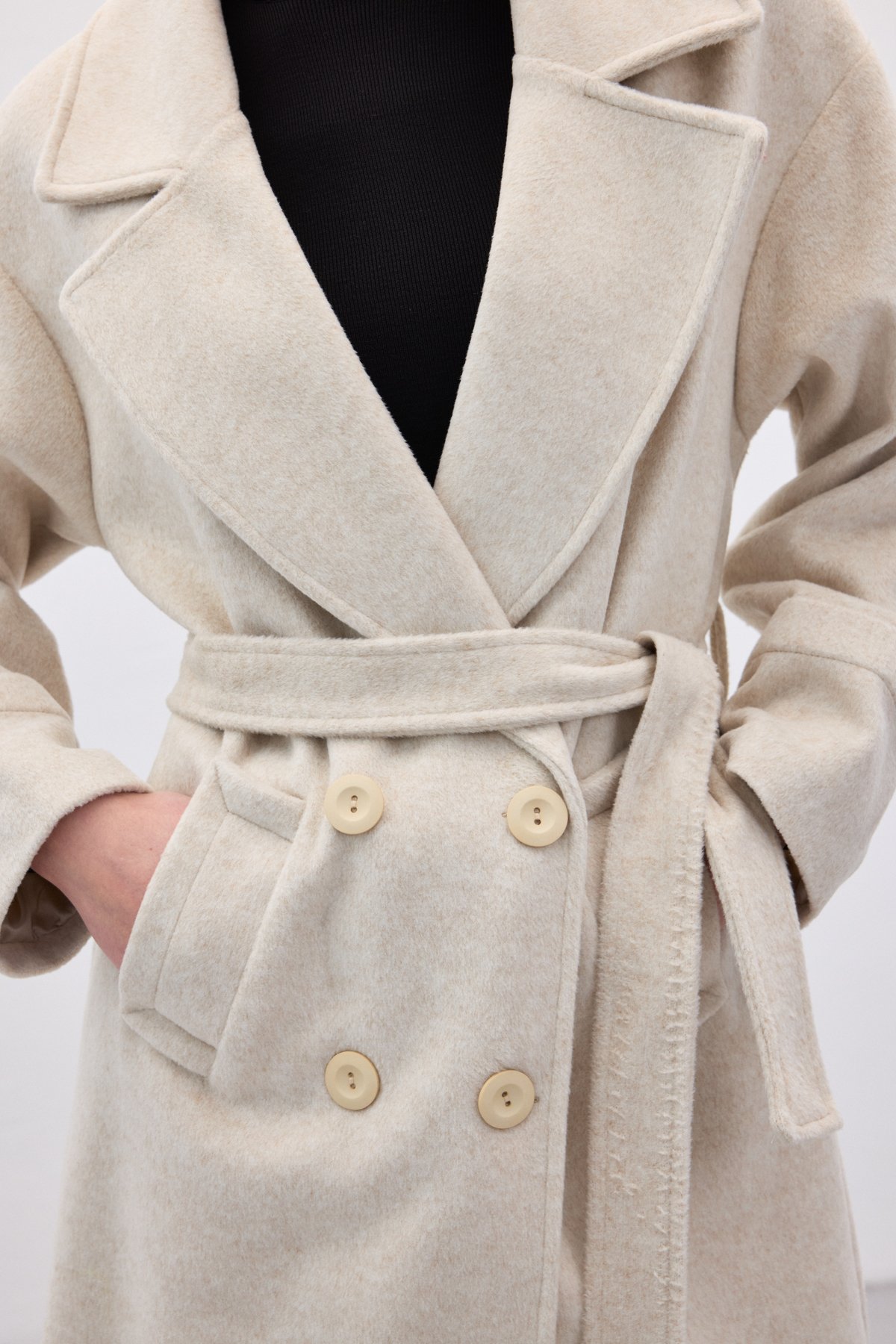 Beli Bağlamalı Uzun Kaban - Taş