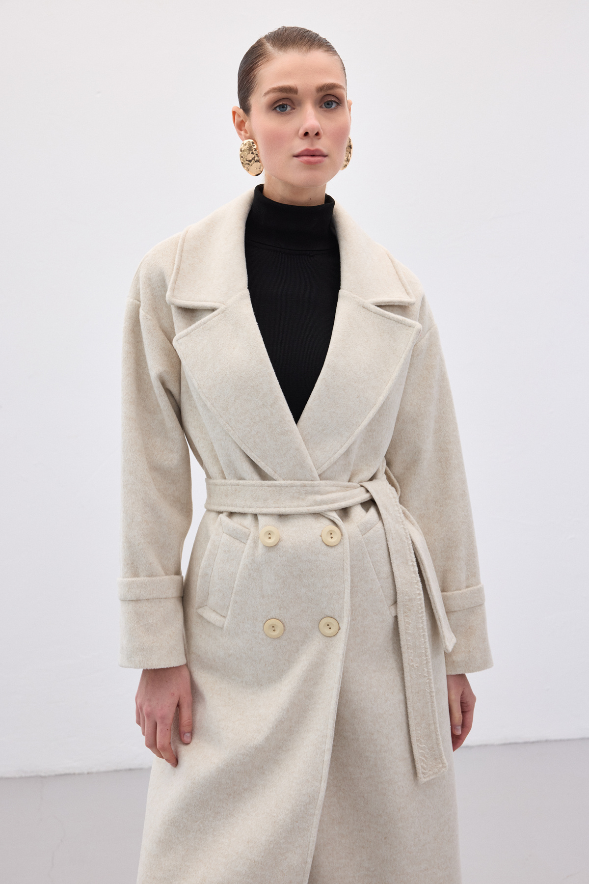 Beli Bağlamalı Uzun Kaban - Taş