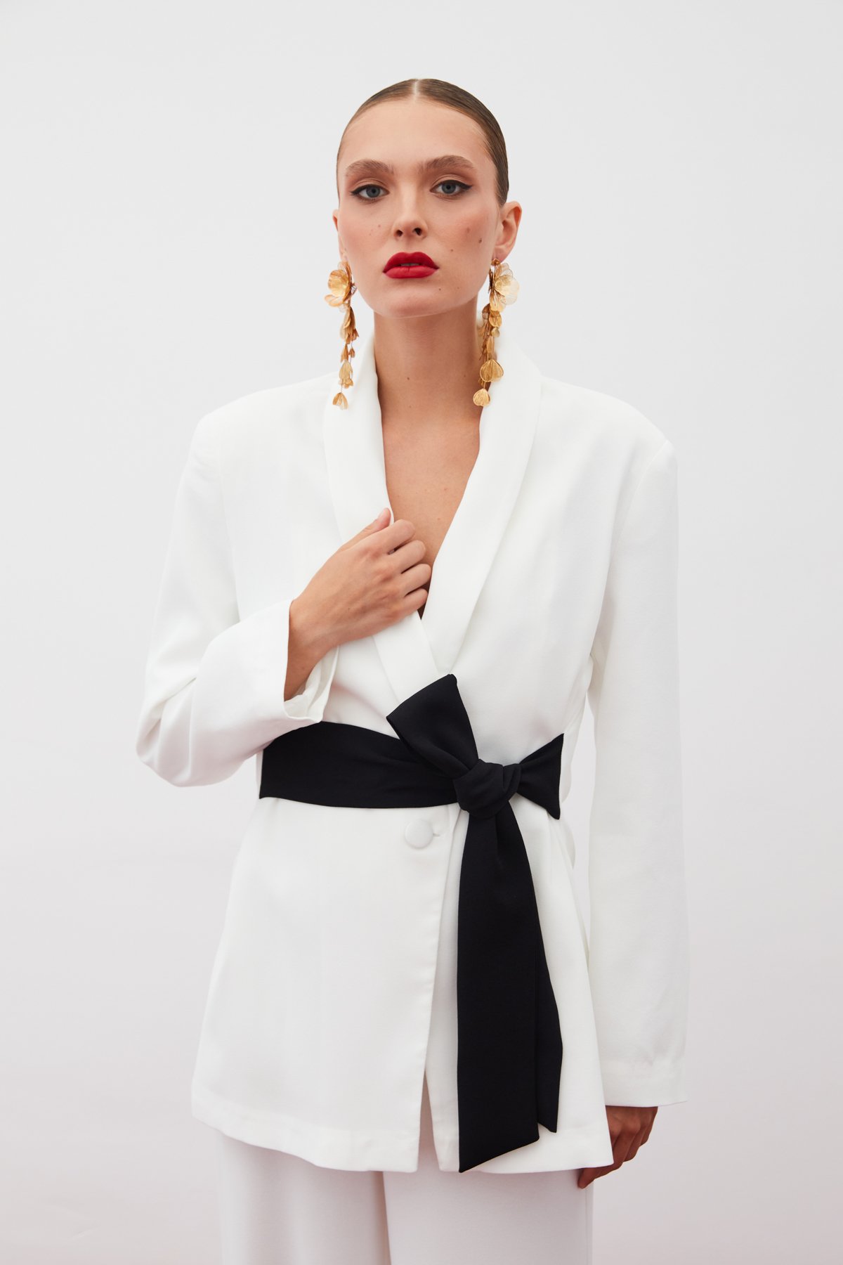 Beli Kuşaklı Uzun Ceket - EKRU