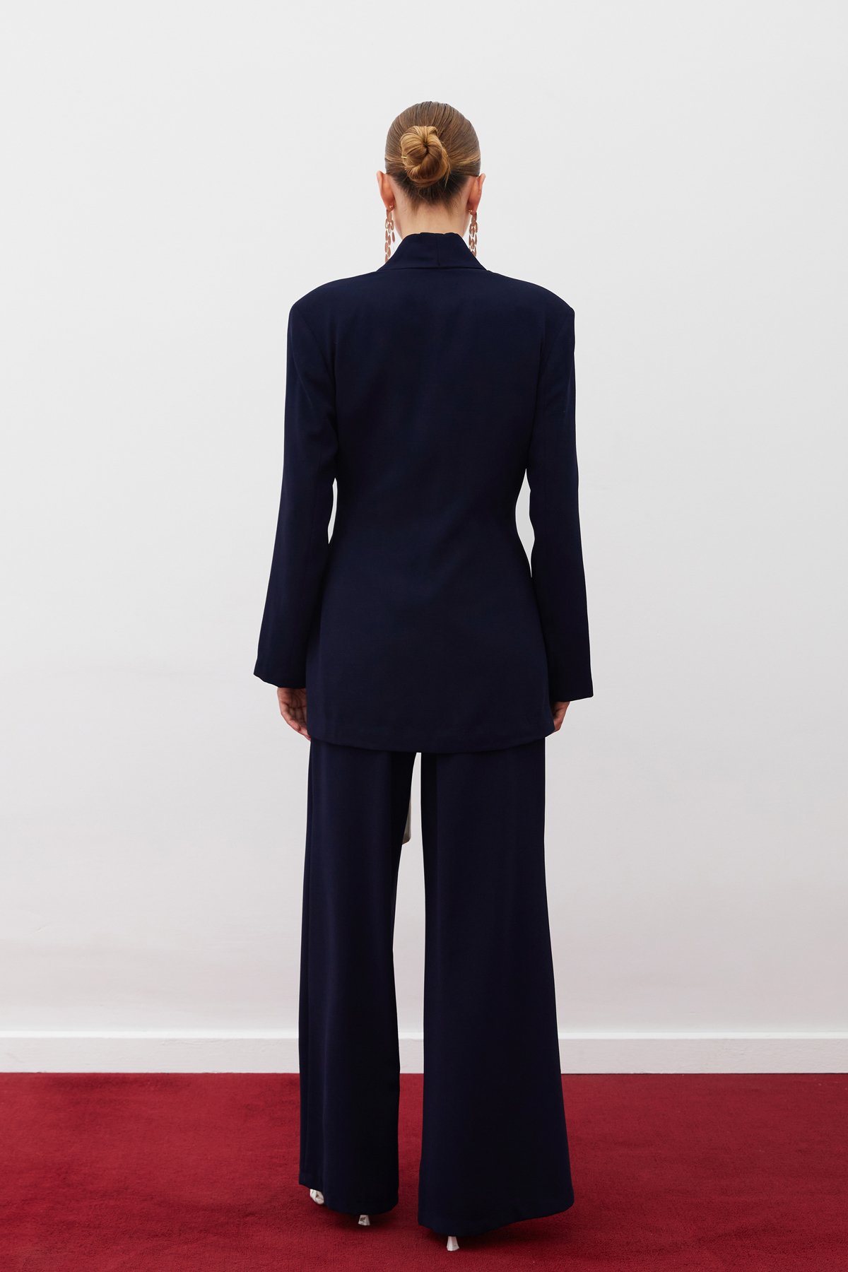 Beli Kuşaklı Uzun Ceket - LACİVERT