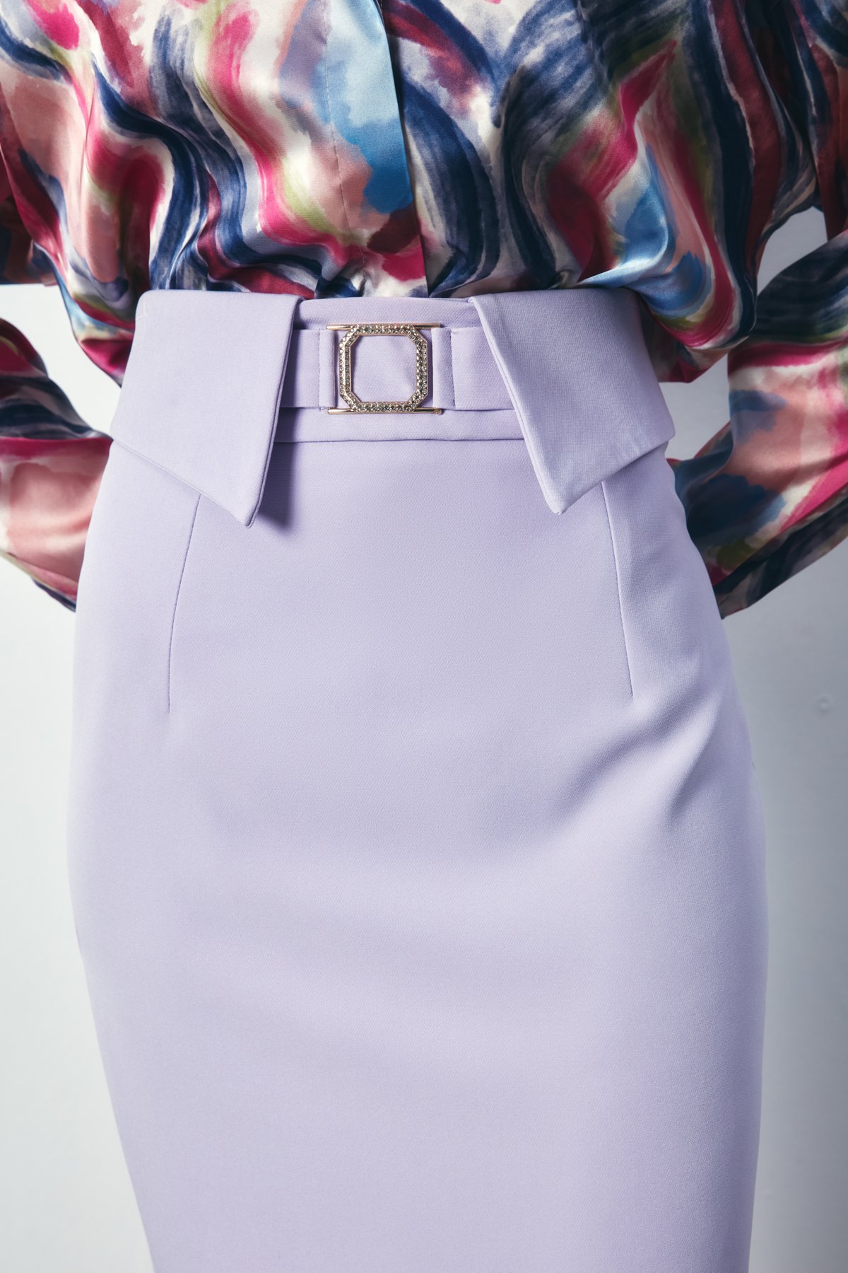 Midi Skirt with Joint Belt - LILA