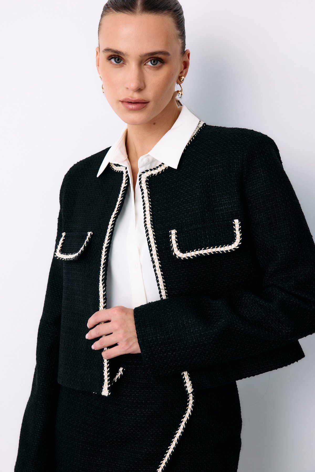 Bisiklet Yaka Kısa Ceket - SİYAH