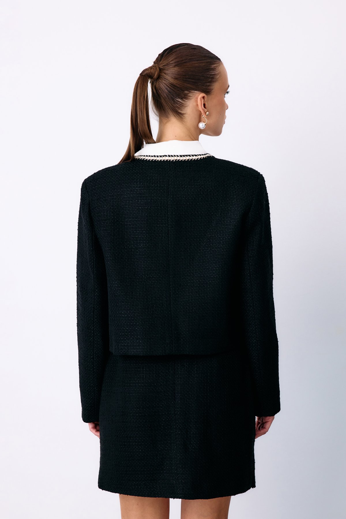 Bisiklet Yaka Kısa Ceket - SİYAH